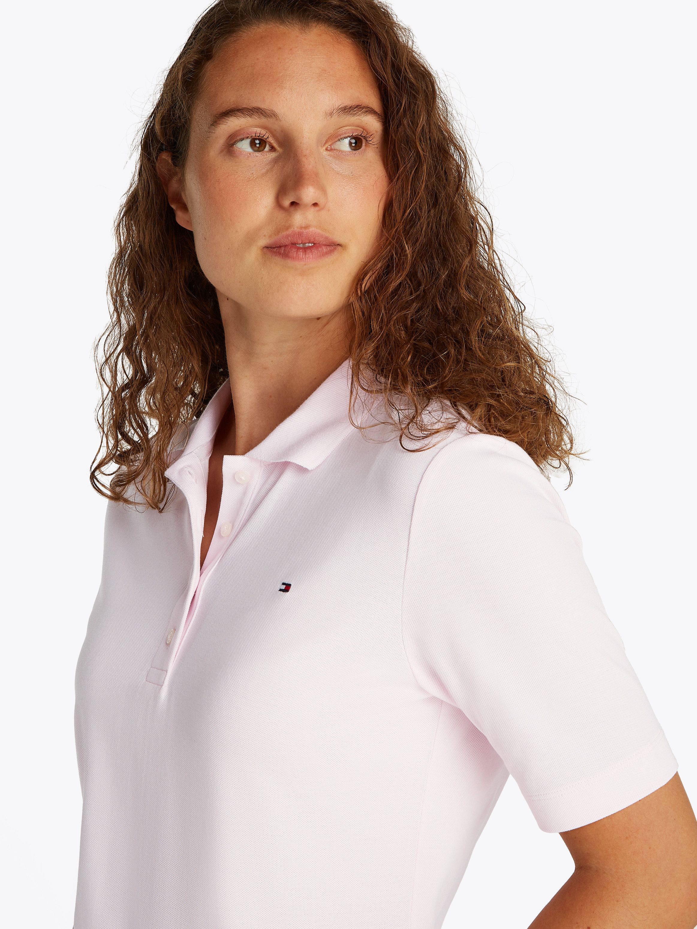 Tommy Hilfiger Poloshirt 1985 Regular Fit Pique Premium Polo met logo-borduursel, met zijsplitten
