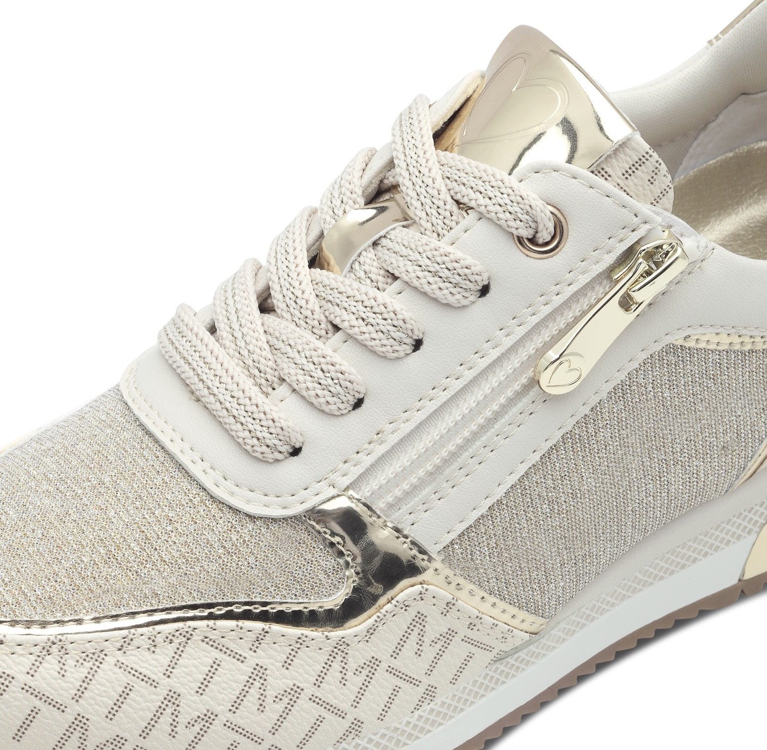 Marco Tozzi Sneakers met sleehak , vrijetijdsschoen, halfschoen, veterschoen met logo-print