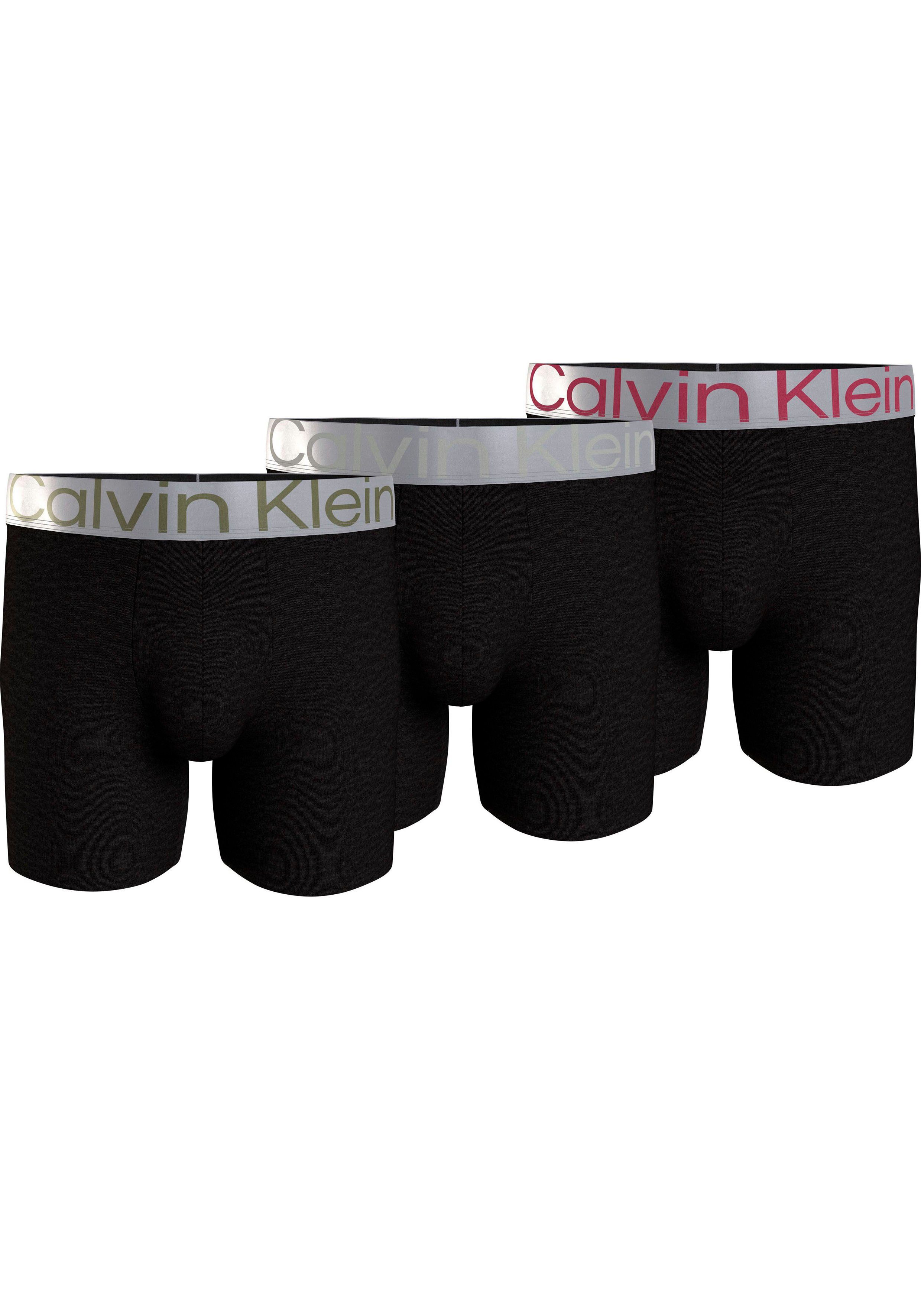 Calvin Klein Boxershort BOXER BRIEF 3PK met langere pijpen & logo-elastische tailleband (3 stuks)
