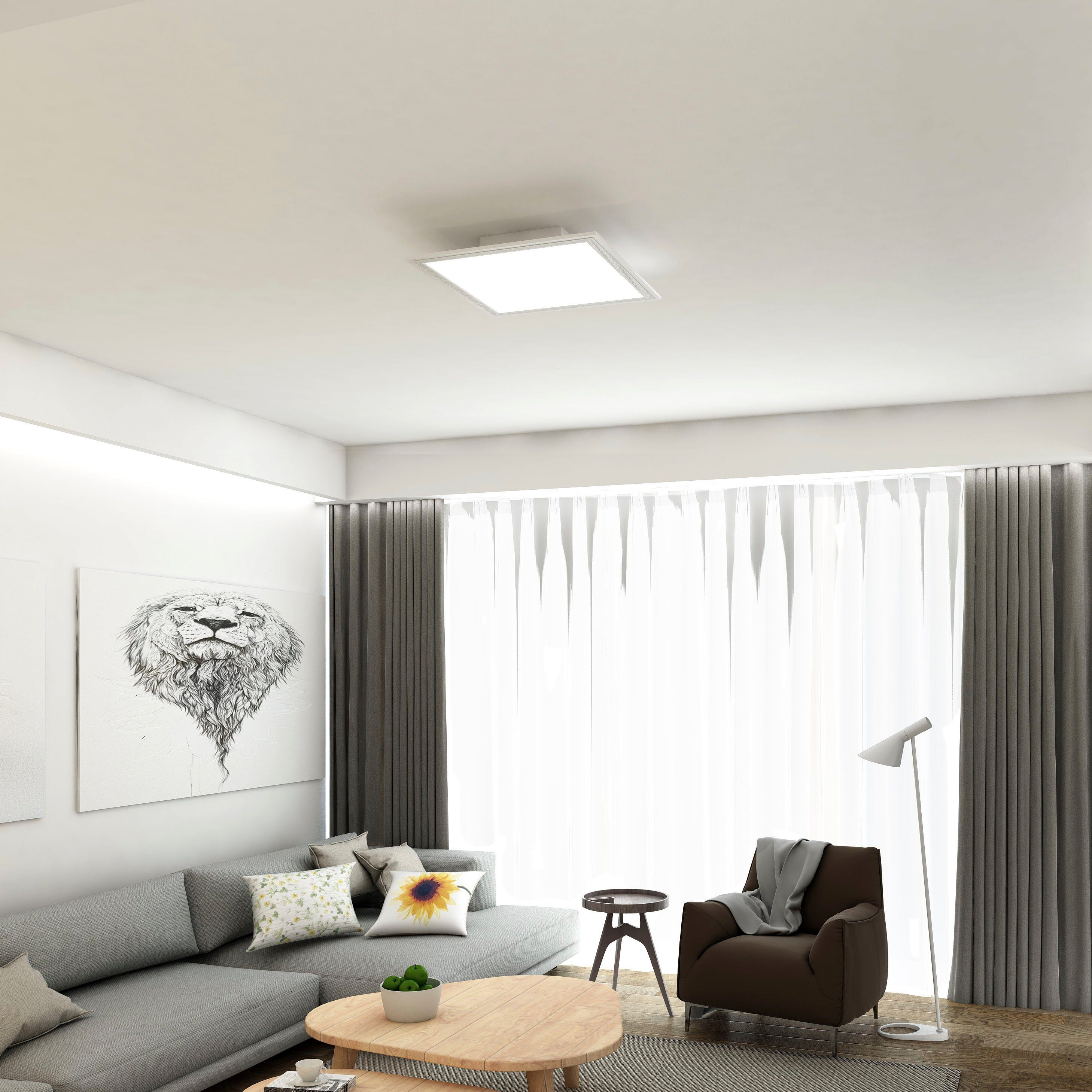Briloner Leuchten Led-paneel 7191016 SIMPLE Plafondlamp, 29,5x29,5x5,5 cm, wit, 12W, woonkamer, slaapkamer