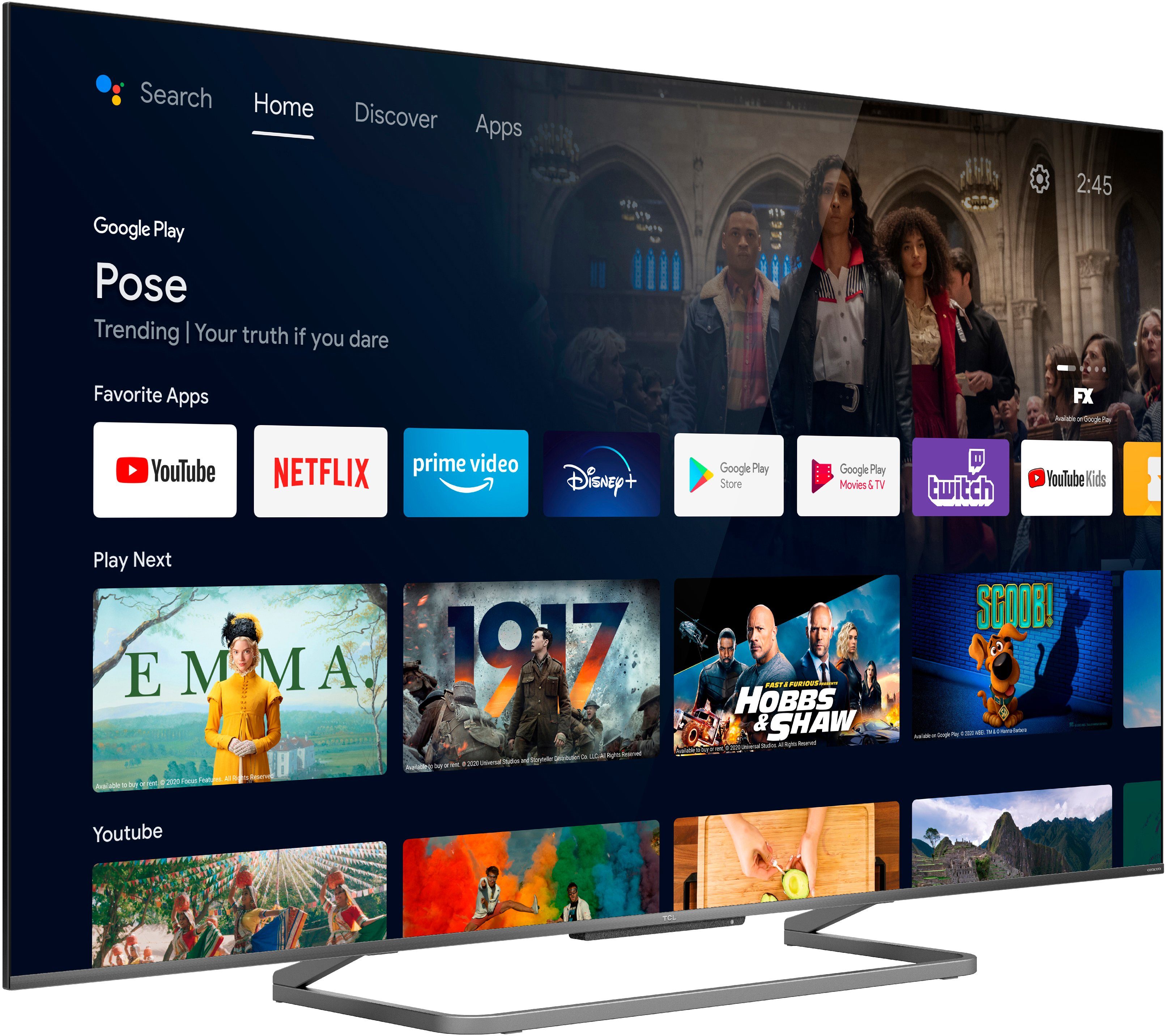 TCL QLED-TV 75C728X1, 189 cm / 75", 4K Ultra HD, Android TV, Android 11, Onkyo-geluidssysteem, gaming tv
