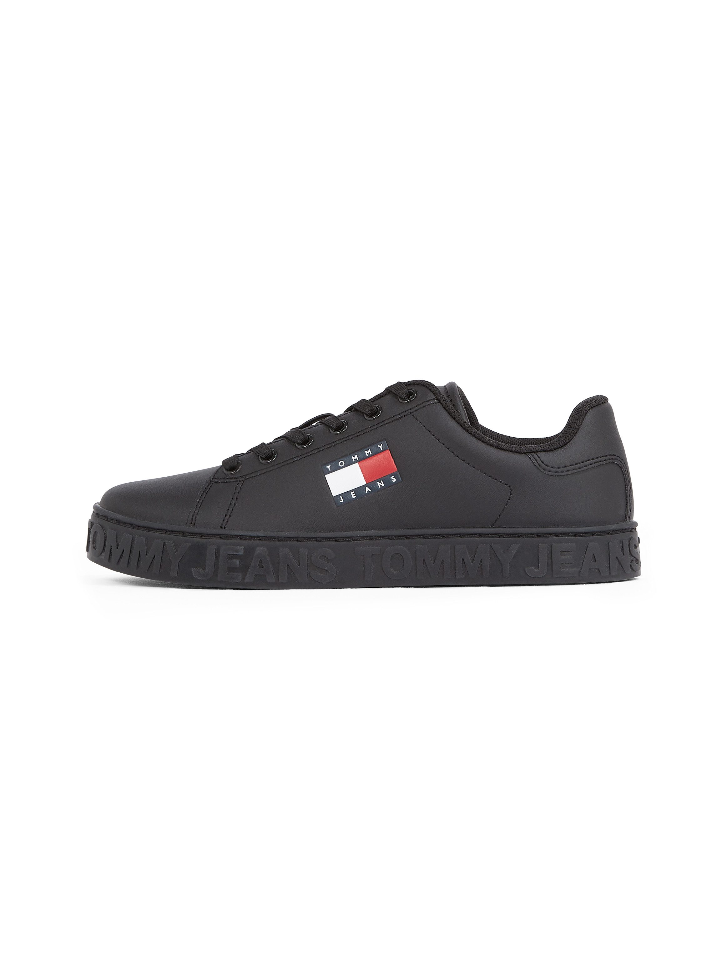 TOMMY JEANS Plateausneakers TJW LOGO OUTSOLE SNEAKER ESS vrijetijdsschoen, lage schoen, veterschoen met zijlogo-vlag