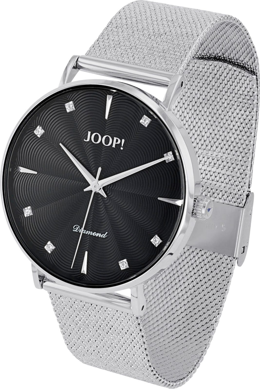Joop! Kwartshorloge Polshorloge, dameshorloge, roestvrijstalen band, analoog, diamant
