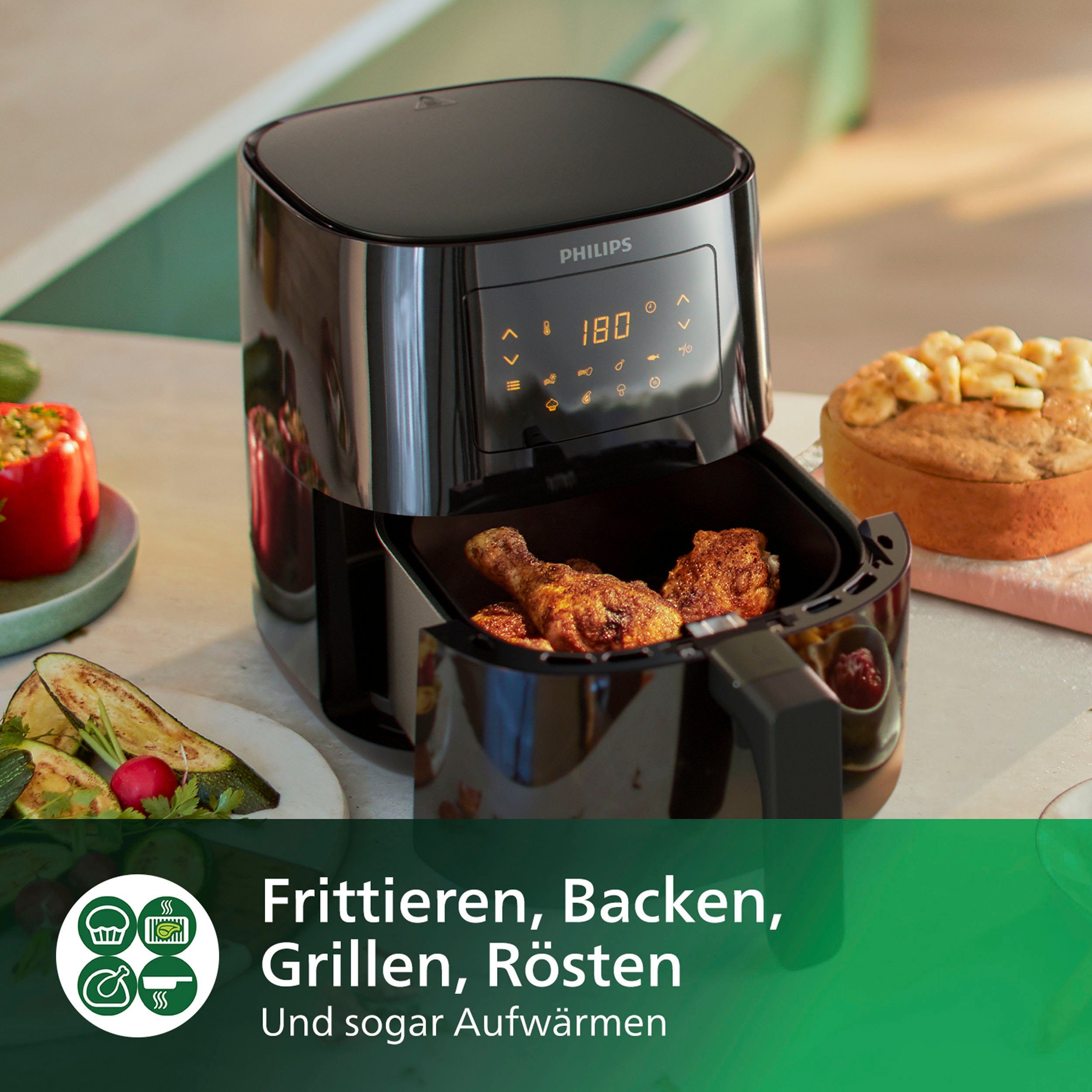 Philips Airfryer L HD9252/90, 4,1 l met 7 instellingen en warmhoudfunctie, digitaal display