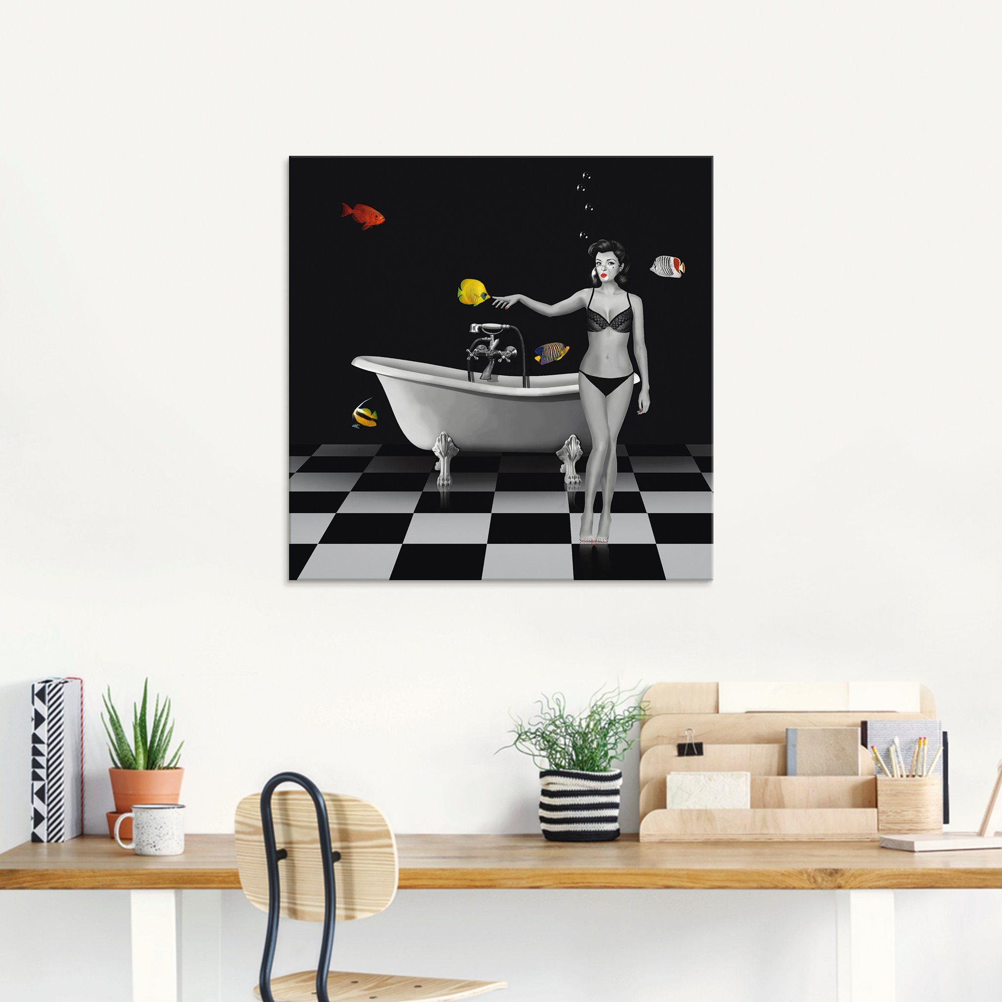 Artland Print op glas Een badkamer voor vissen