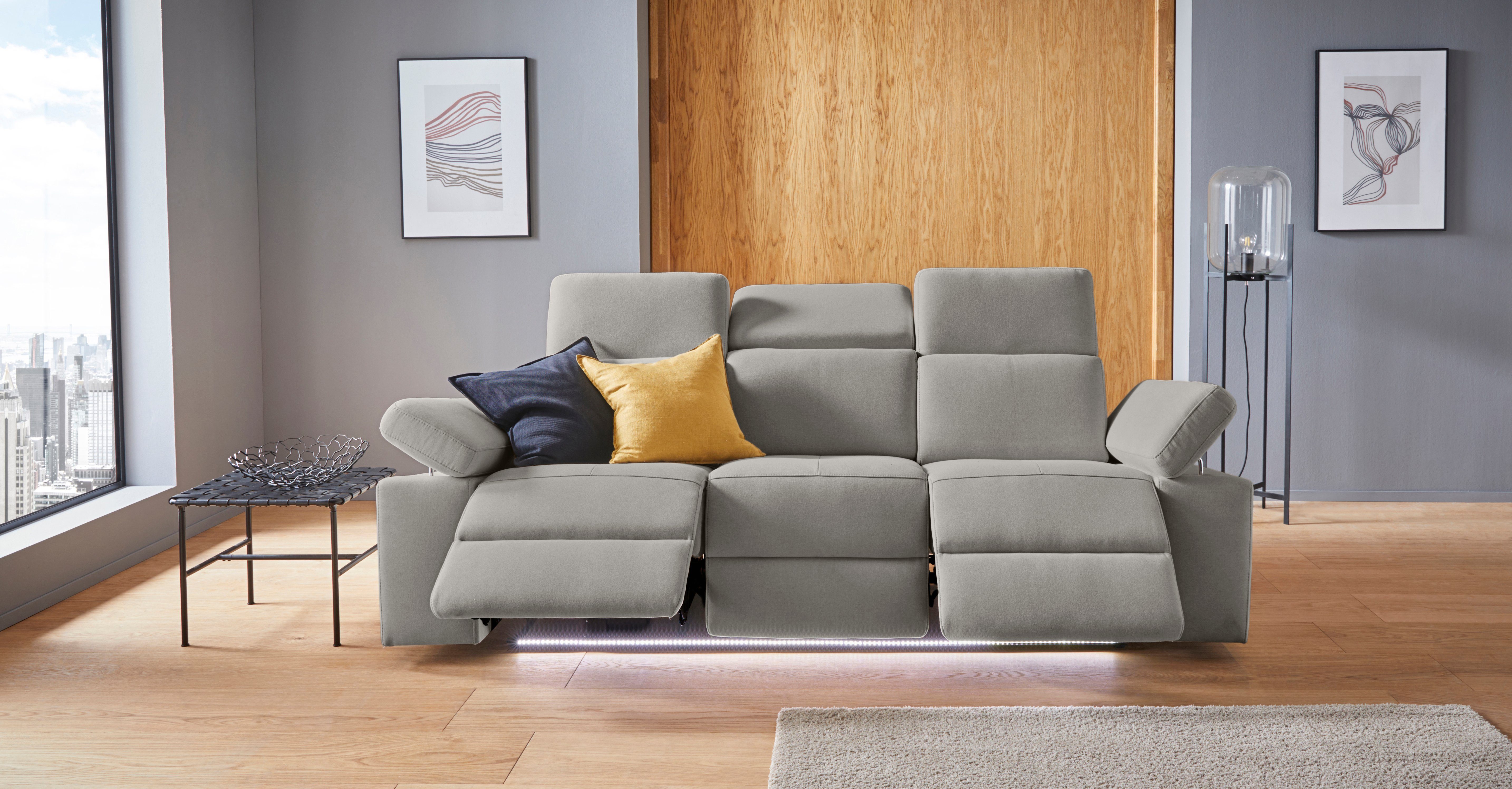 Places of Style 3-zitsbank Kilado met 2x relaxfunctie, verstelbare armleuning, verstelbare hoofdsteun