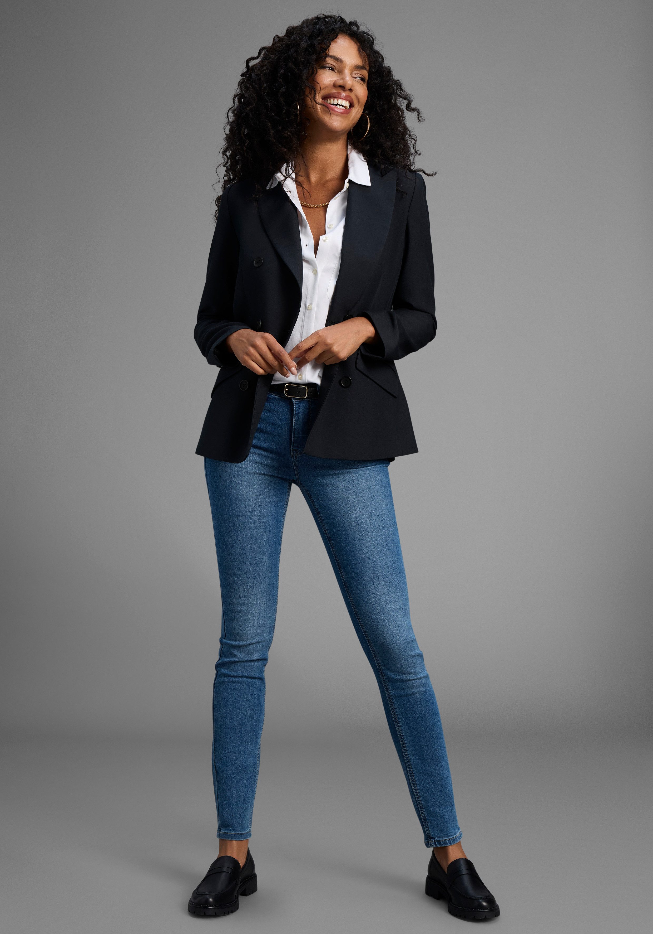 Arizona Slim fit jeans Shaping strakke pasvorm, skinny jeans, used-look-wassing, hoge taille