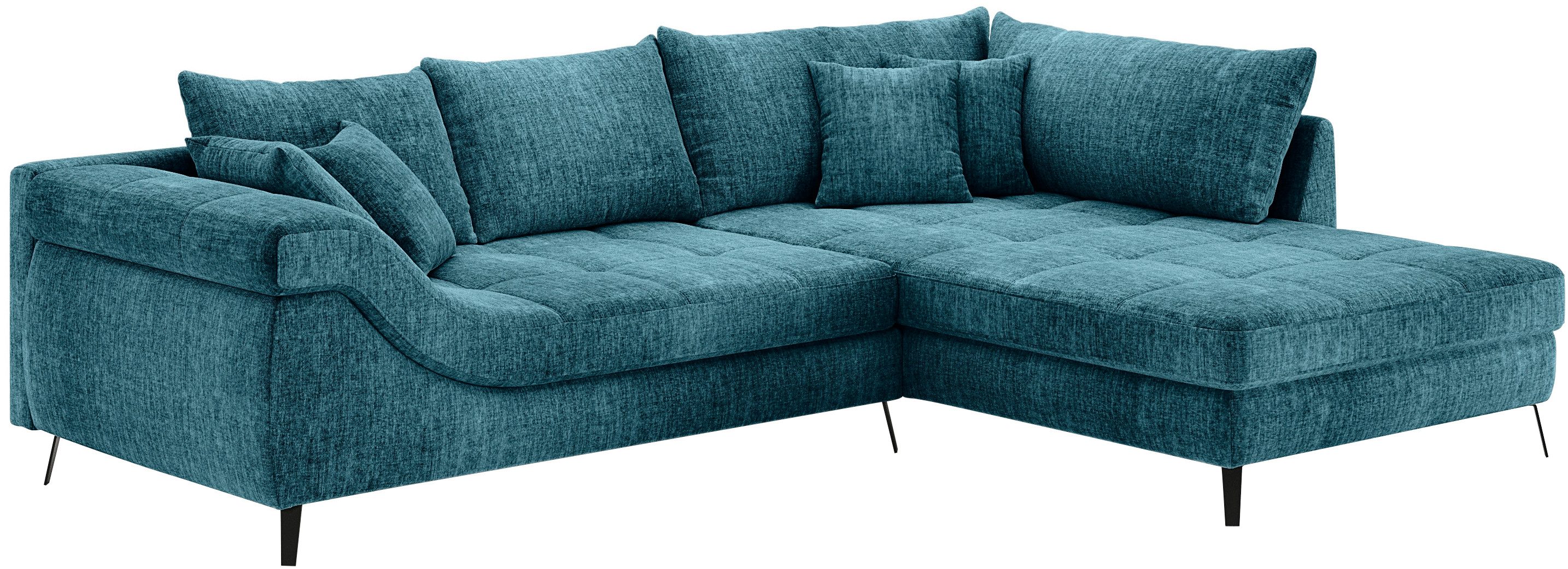 Mr. Couch Hoekbank Portofino, L-vorm Met koudschuimvering tot 140 kg belastbaar blauw, hoekbanken, Recamiere rechts