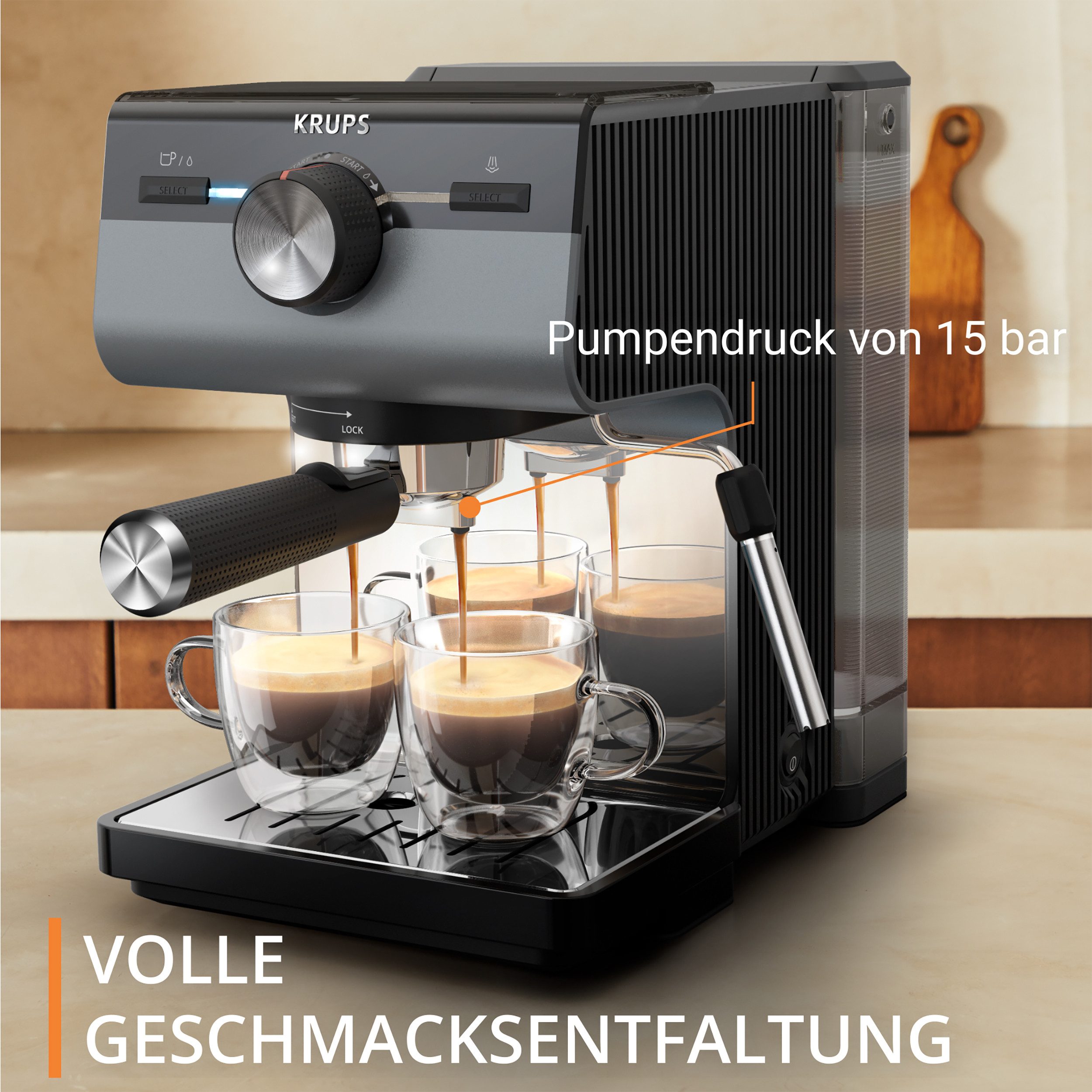 Krups Espressomachine XP384G Authentic+, Siebträger
