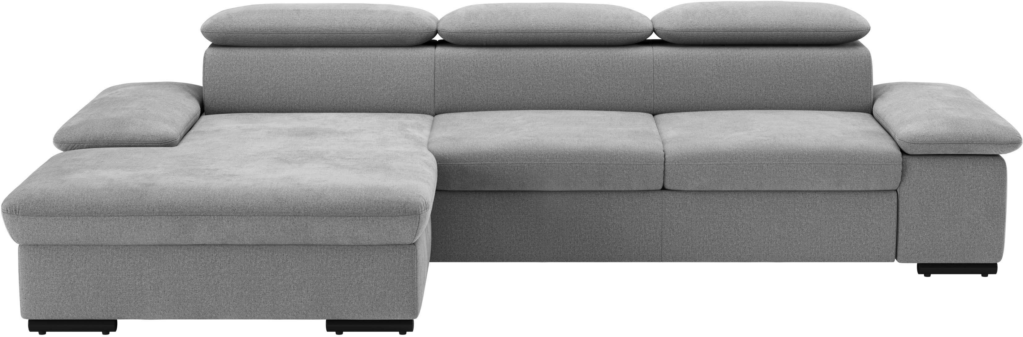 sit&more Hoekbank Alcudia L-vorm optioneel met slaapfunctie grijs, hoekbanken, Luxe-microvezel Euphoria, Met verstelbare armleuningen-met