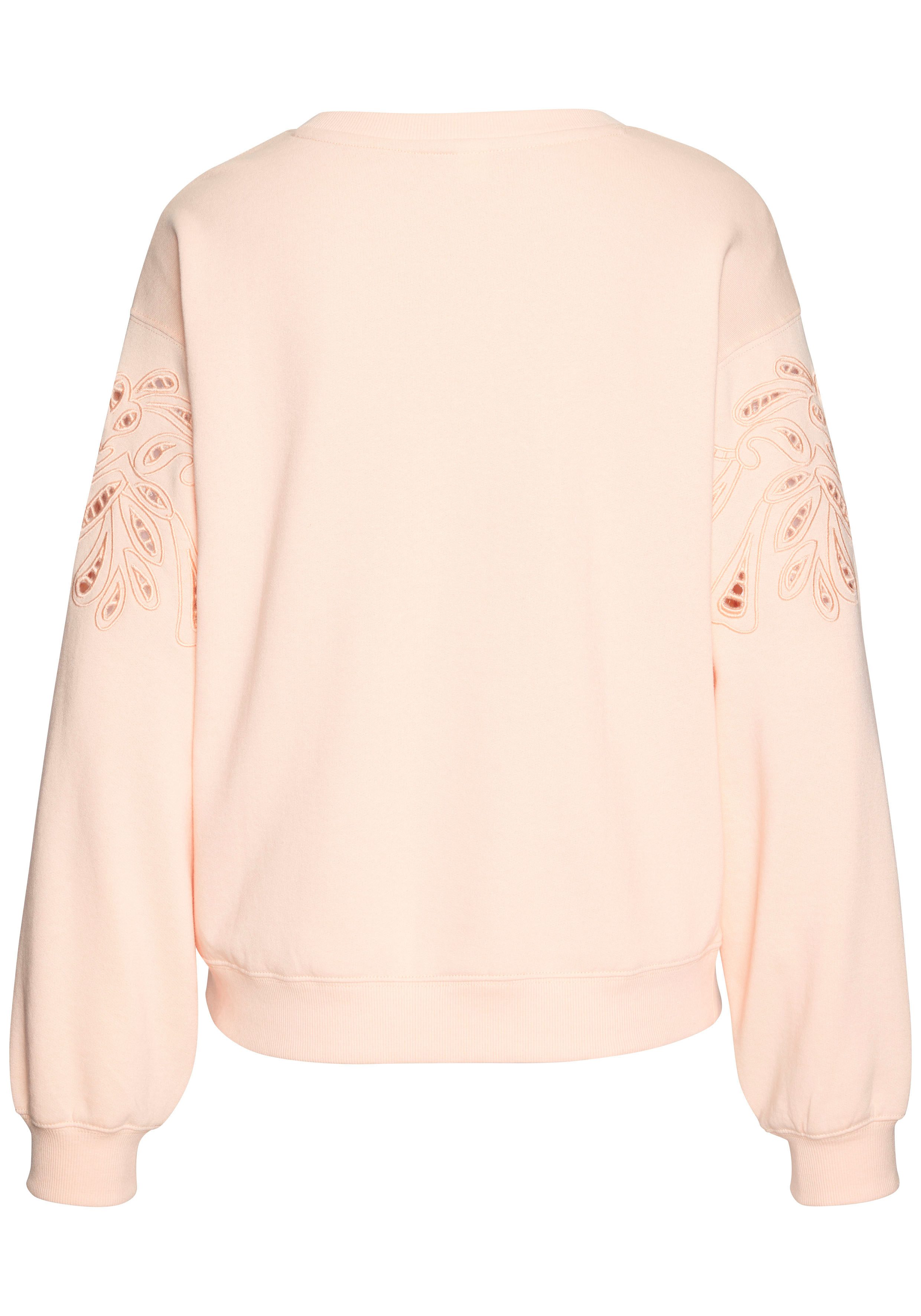 Vivance Sweatshirt met perforatieborduurwerk, zachte katoenmix