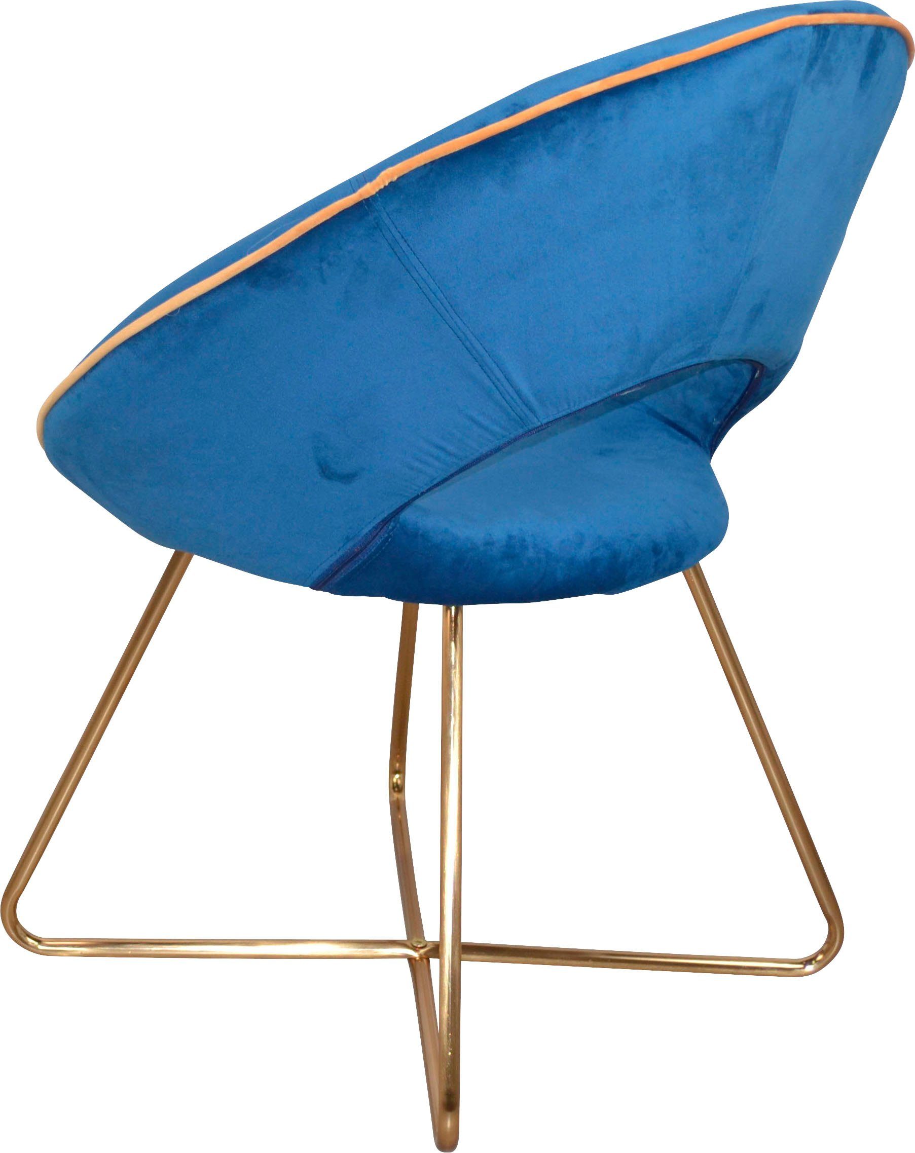 INOSIGN Stoel Liano Fauteuil met frame van stalen buis, goudkleur, veloursovertrek (set, 2 stuks)