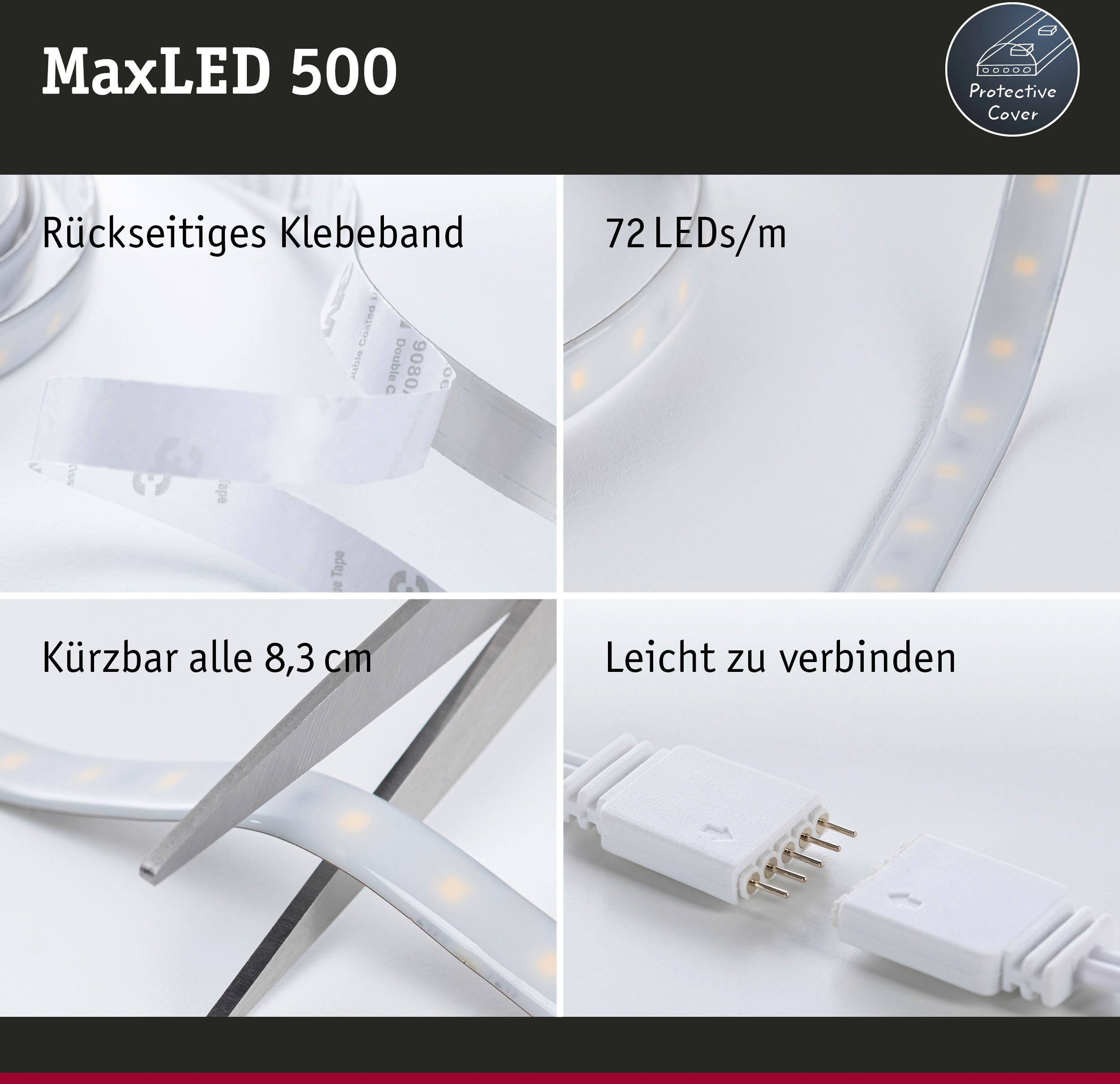 Paulmann Led-strepen MaxLED 500 Basisset 1,5m Daglichtwit IP44 8,5W 825lm gecoat (1 stuk)