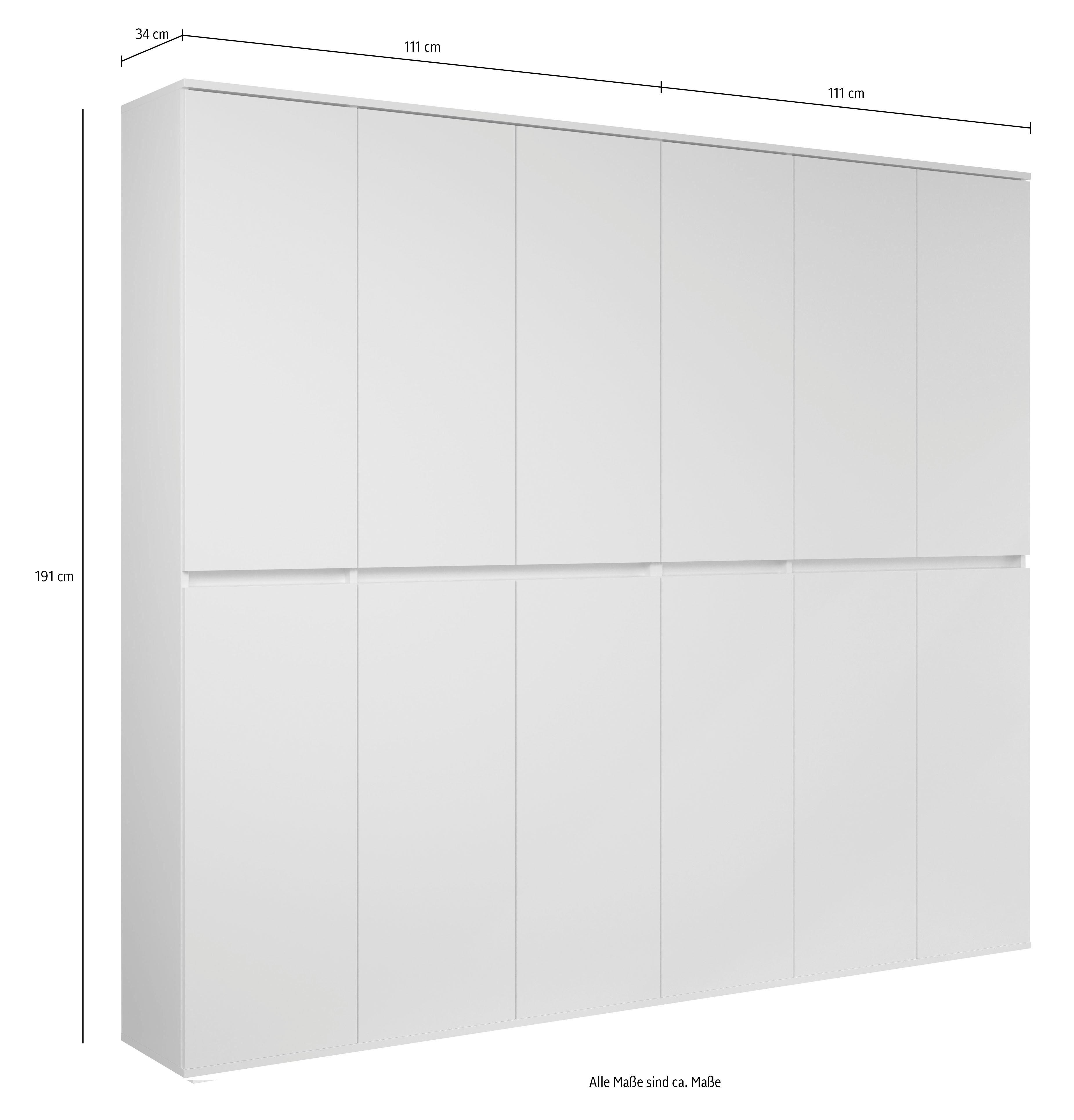 INOSIGN Halmeubelset NOVARA Garderobekasten met in totaal 32 vakken - (B/D/H) 222/34/191 cm (complete set, 2-delig)