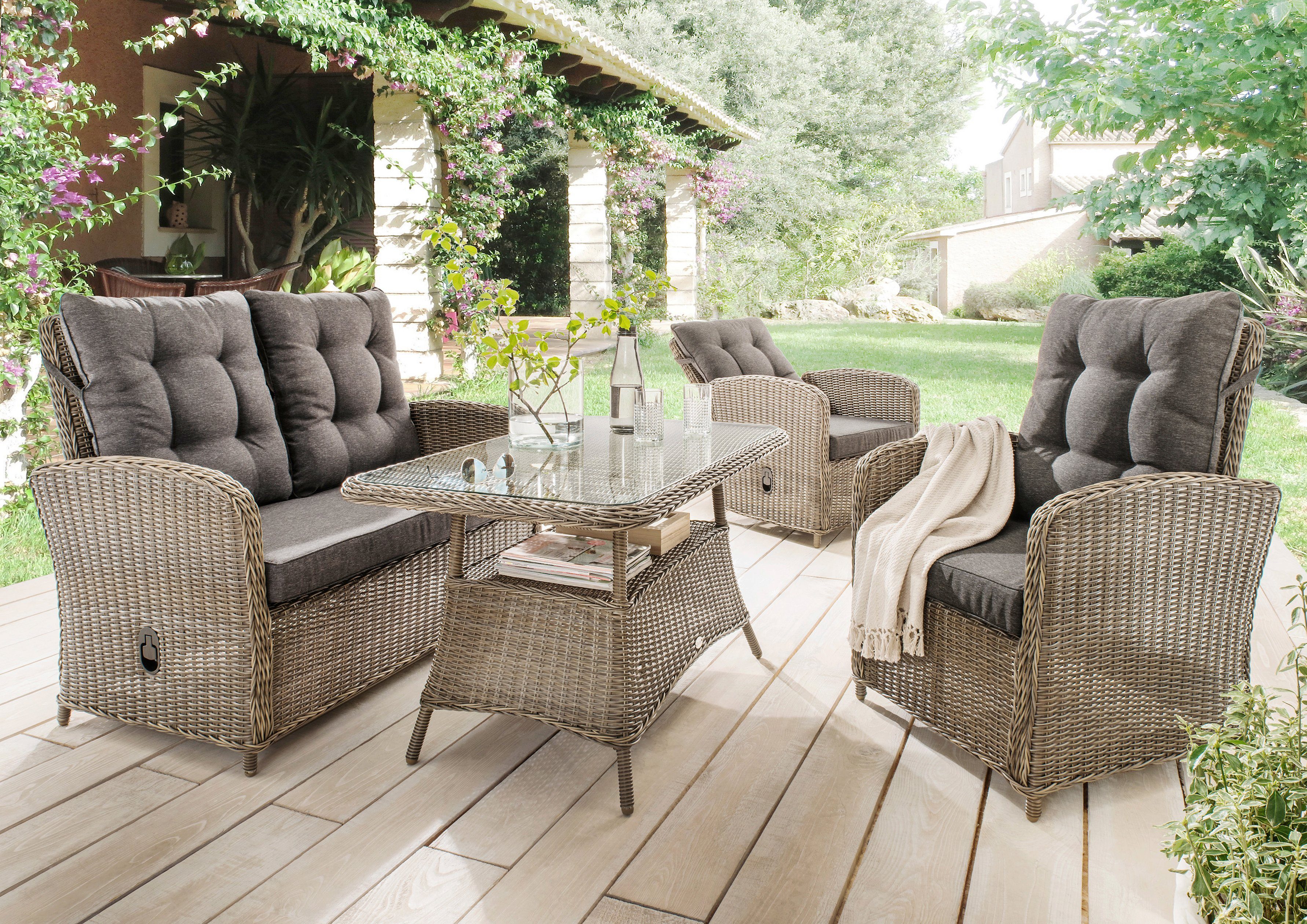 Destiny Tuinset Merano Aluminium, polyrotan (set, 11-delig) tuinsets grijs