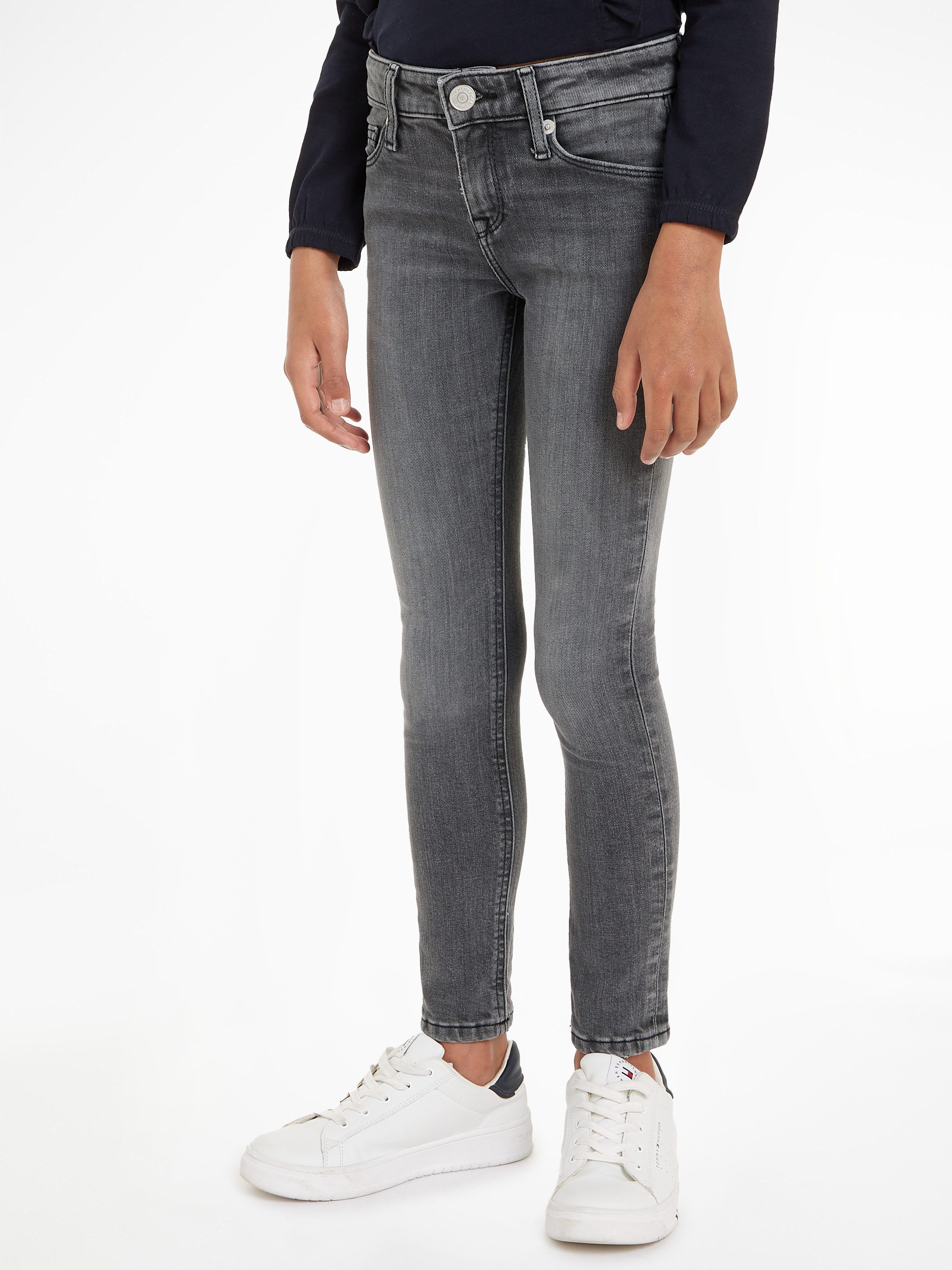 Tommy Hilfiger Skinny fit jeans NORA SKINNY MID GREY WASH DENIM Kinderen tot 16 jaar met logo-opdruk