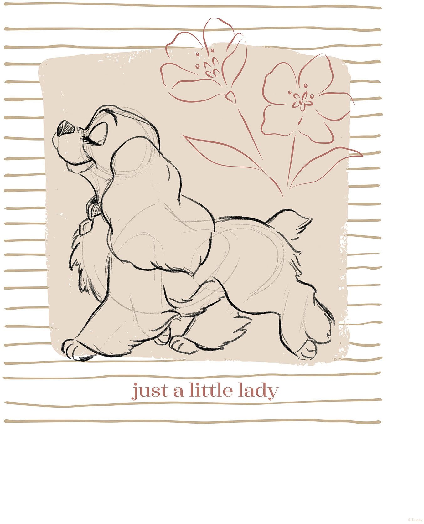 Komar Artprint Disney Lady and the Tramp just a Little Lady 300 x 280 cm (breedte x hoogte) - behang, vlies, woonkamer, slaapkamer (set)