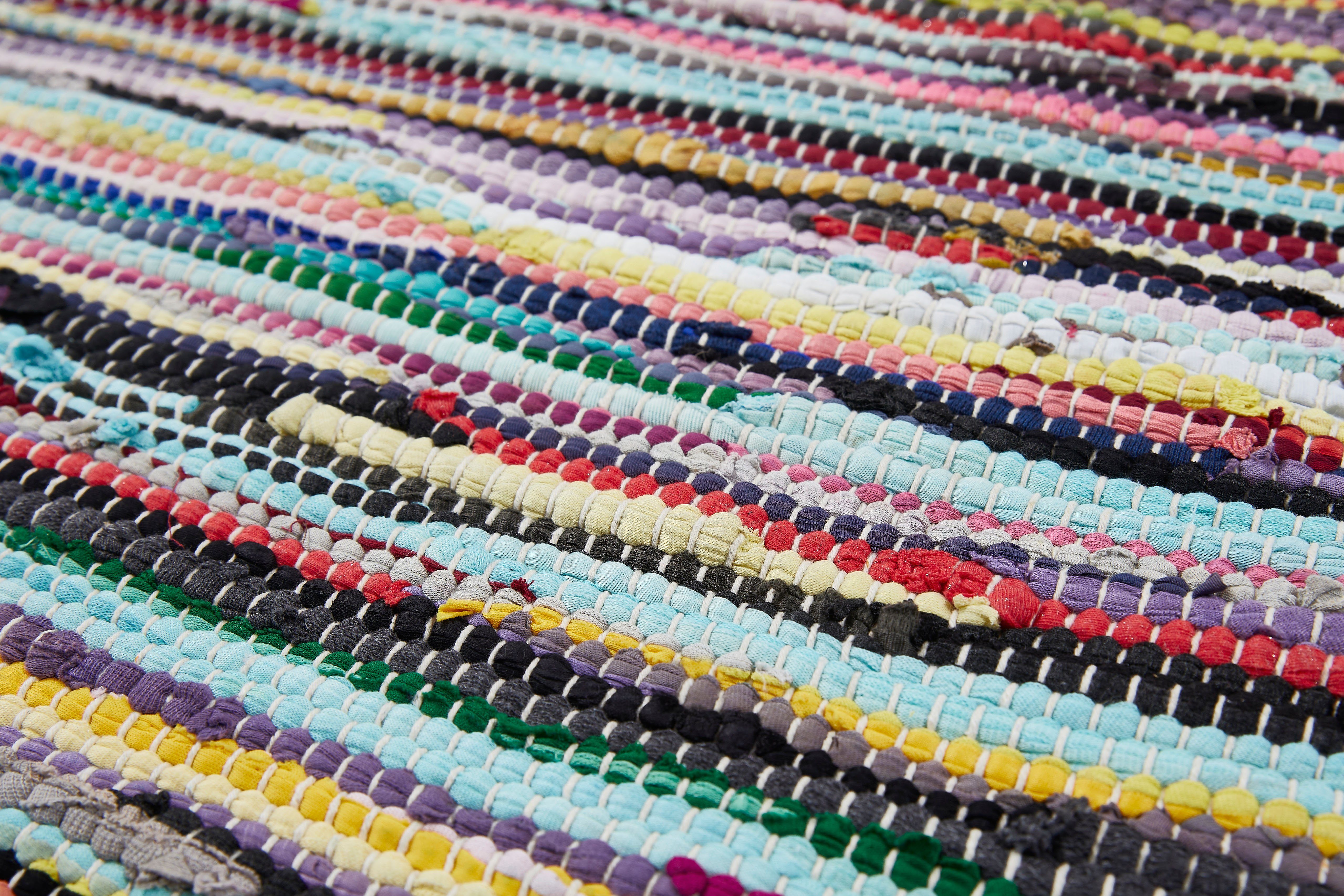 Andiamo Vloerkleed Multicolour Platweefsel, vlekjes, puur katoen, met de hand geweven, met franje