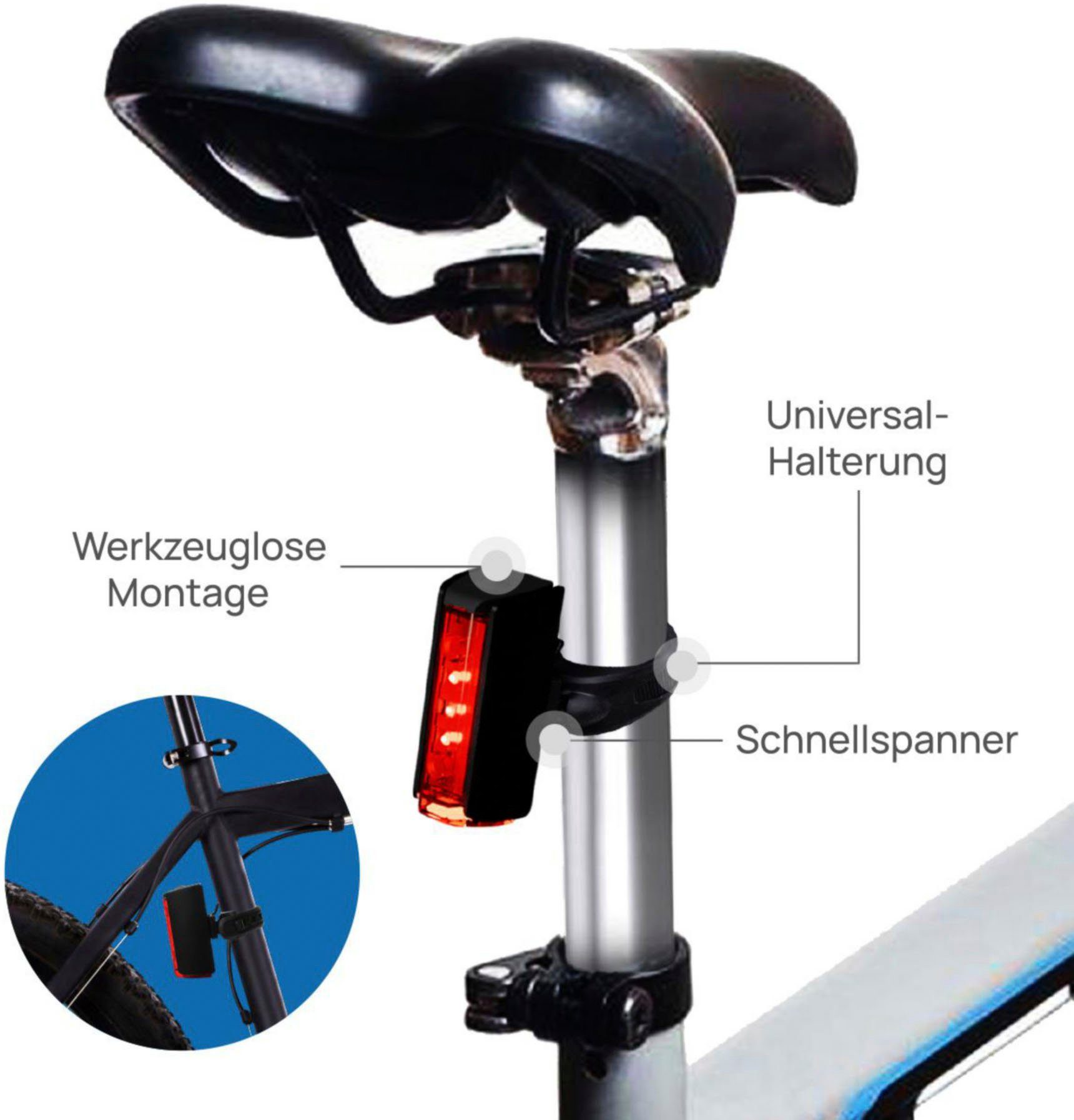 Fischer Fietsverlichting Led-accu-Bel. Set plus 100x130 groot licht + twin stop (set, 2-delig)