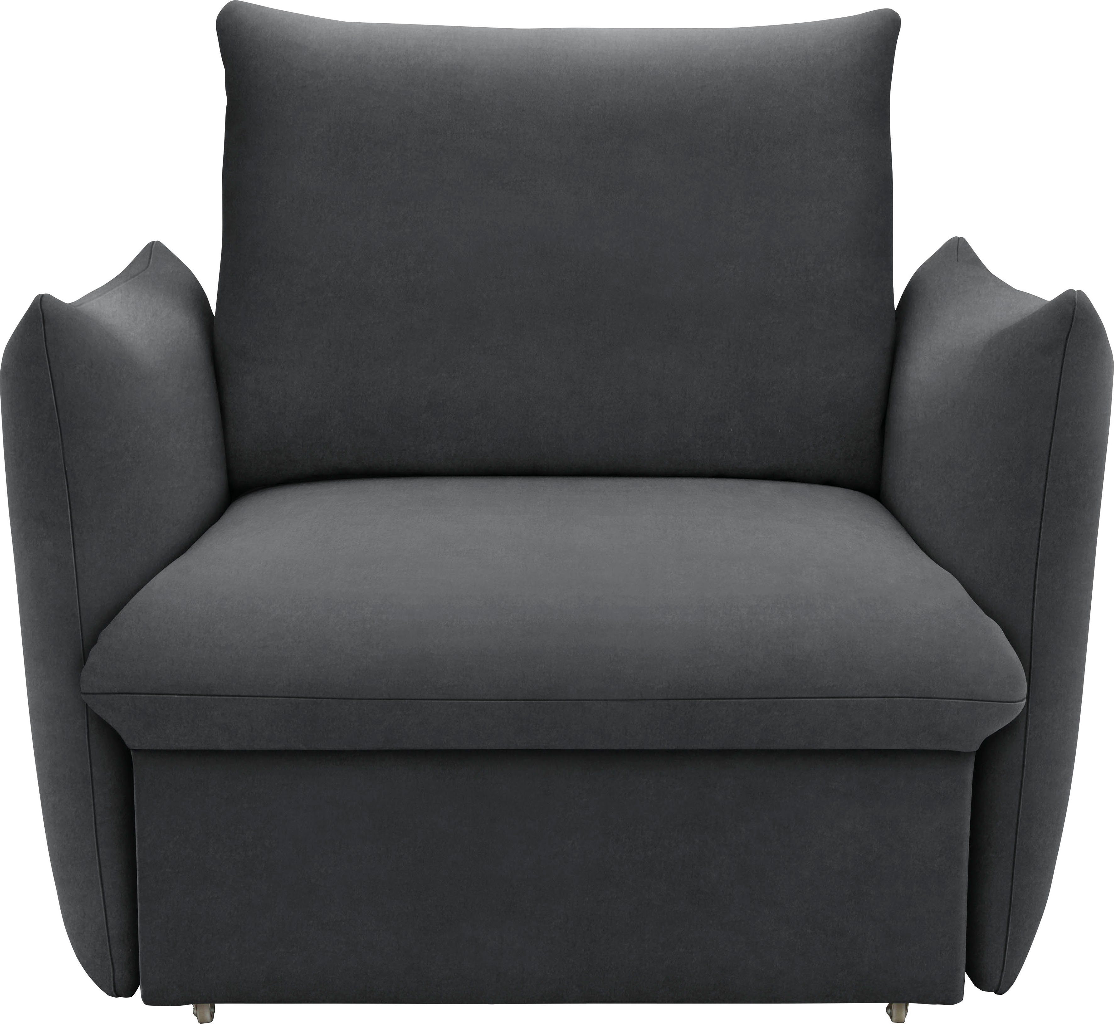 LOOKS BY WOLFGANG JOOP Fauteuil LOOKS XII Slaapstoel, Slaapfunctie Boxspringbekleding, met slaapfunctie, kussen-look fauteuils grijs