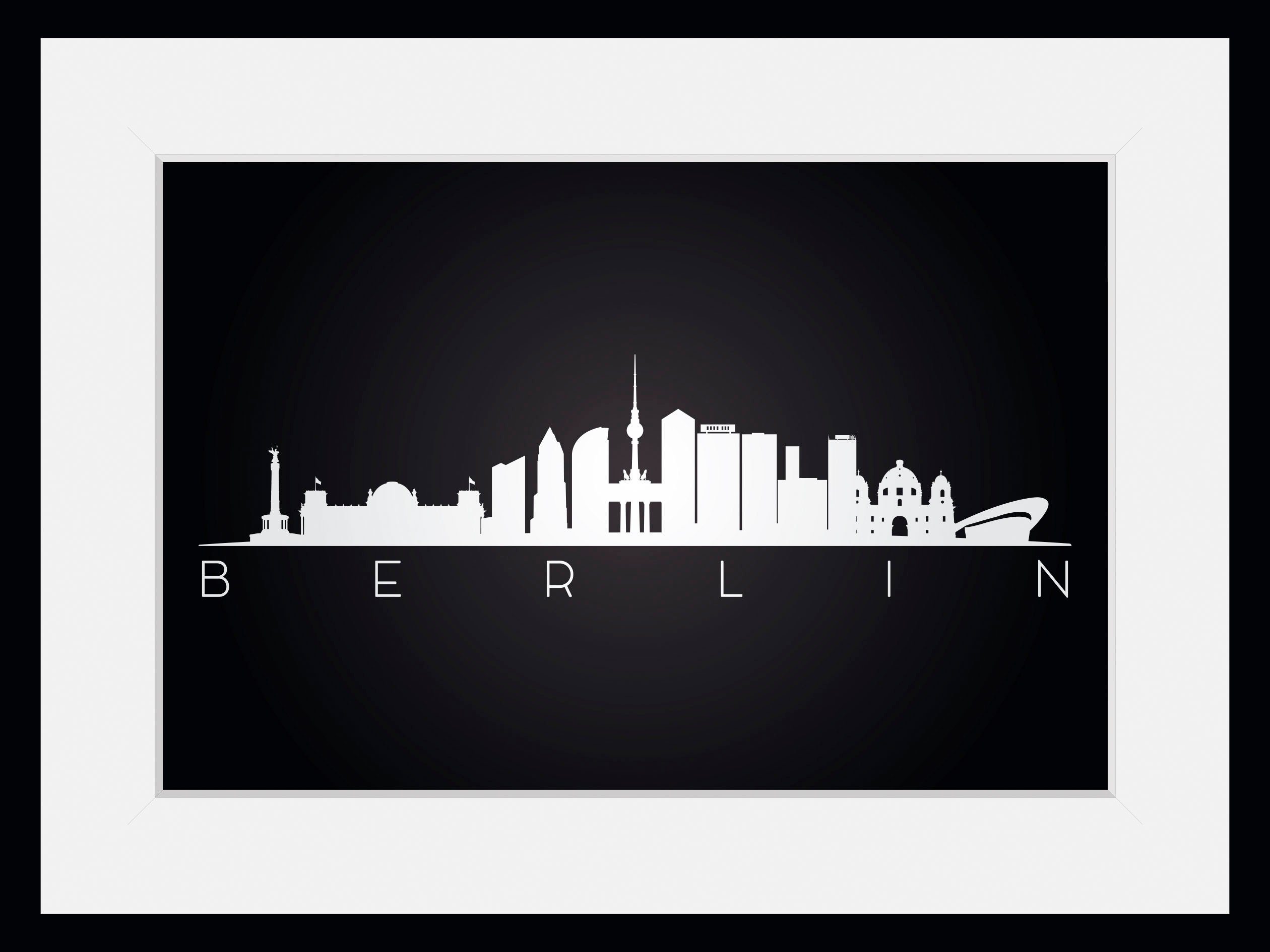 queence Wanddecoratie Berlijn bezienswaardigheden HD premium posterdruk incl. houten lijst (1 stuk)