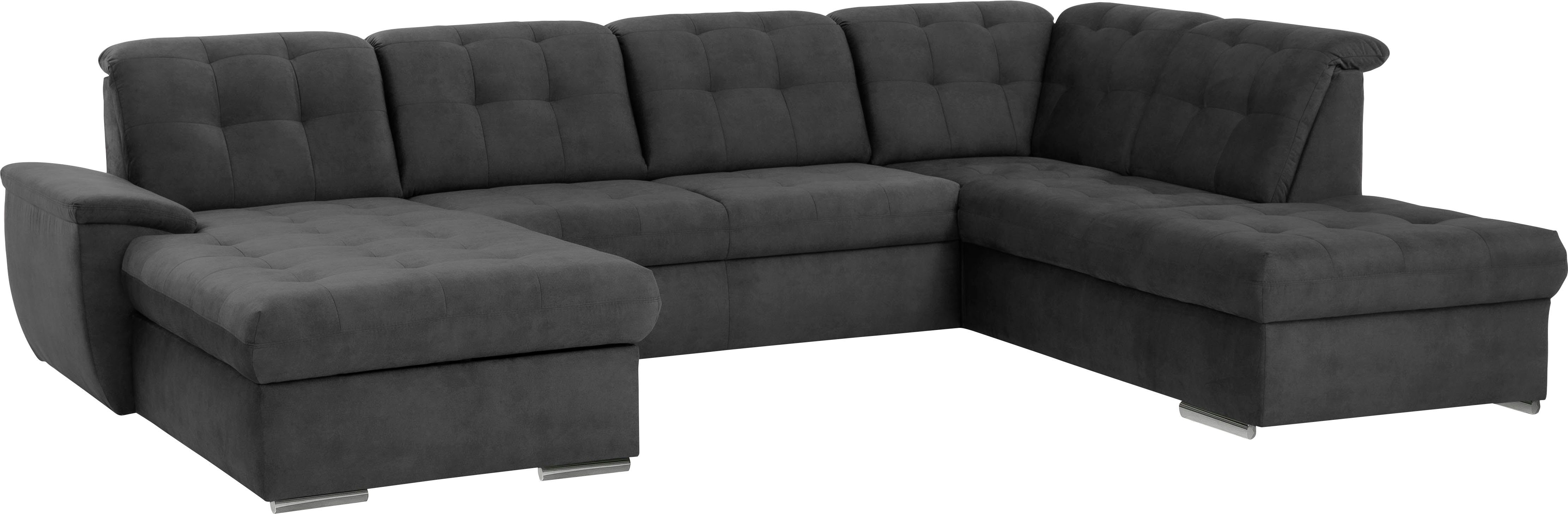 exxpo - sofa fashion Zithoek Durango, uitgebreide zit- en rugverwerking, comfortabel, U-vorm inclusief verstelbare hoofdsteun, naar keuze met slaapfunctie en bedkist (4-delig)