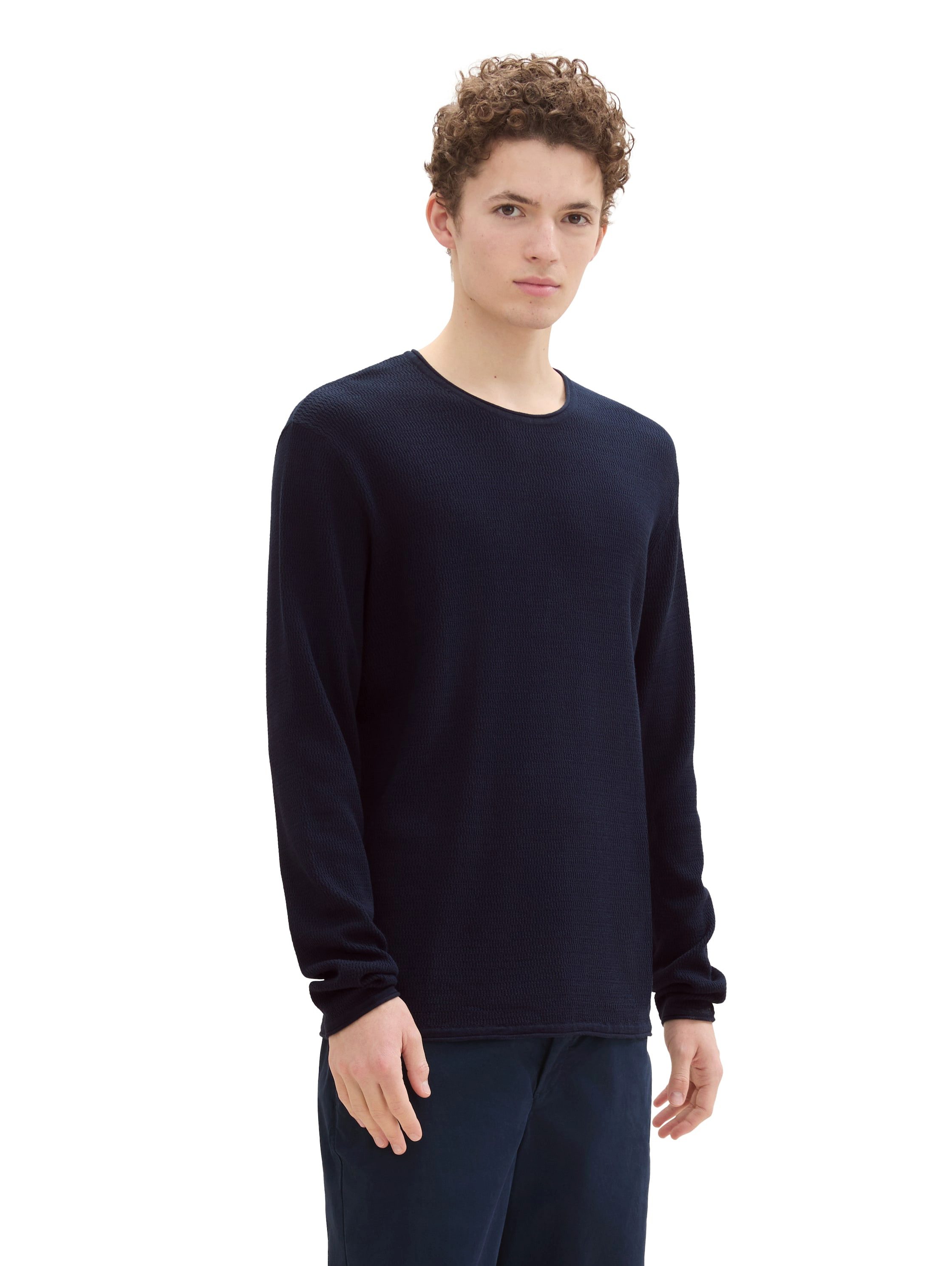 Tom Tailor Denim Trui met ronde hals met structuur