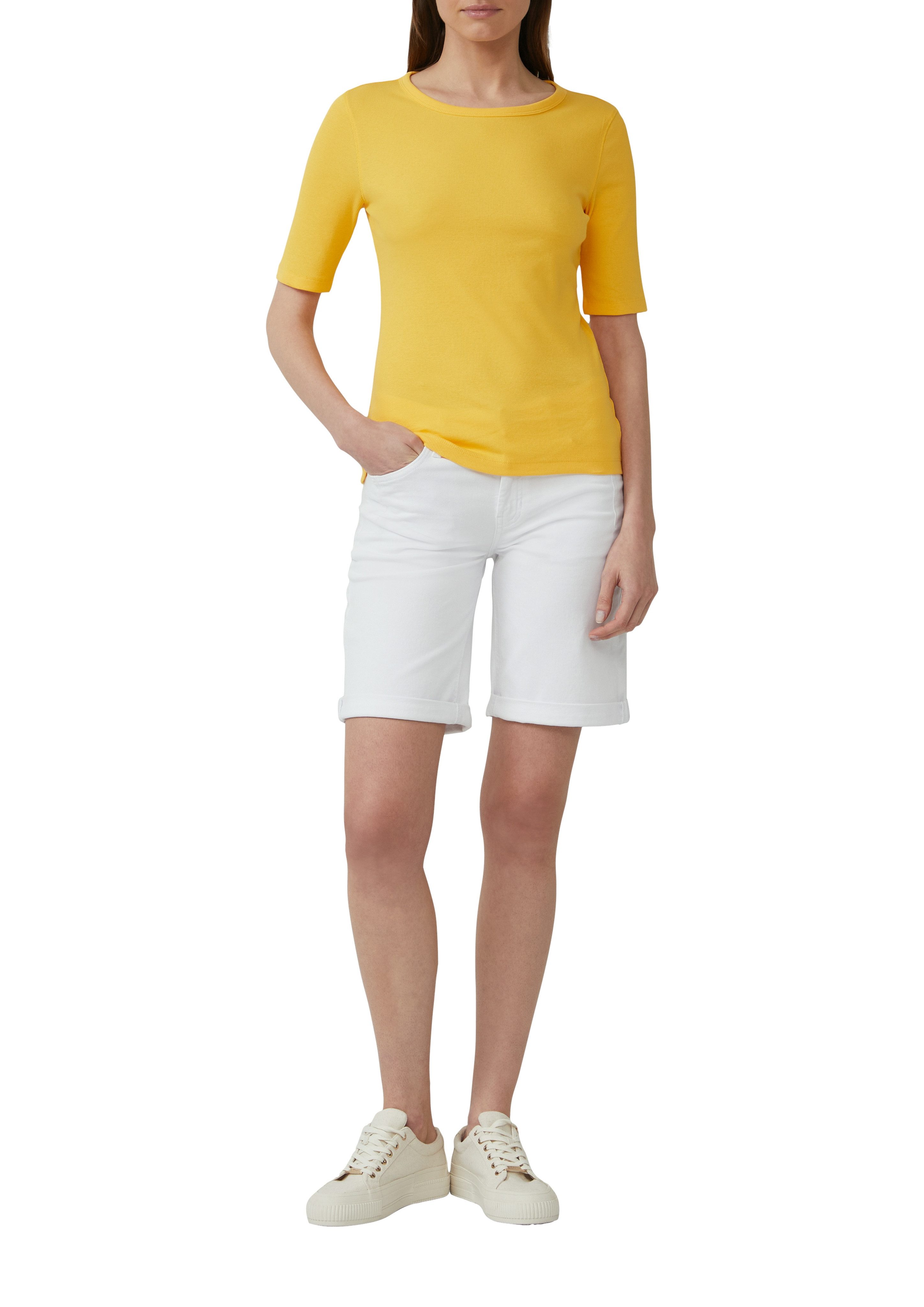 s.Oliver T-shirt geribbeld en met stretch