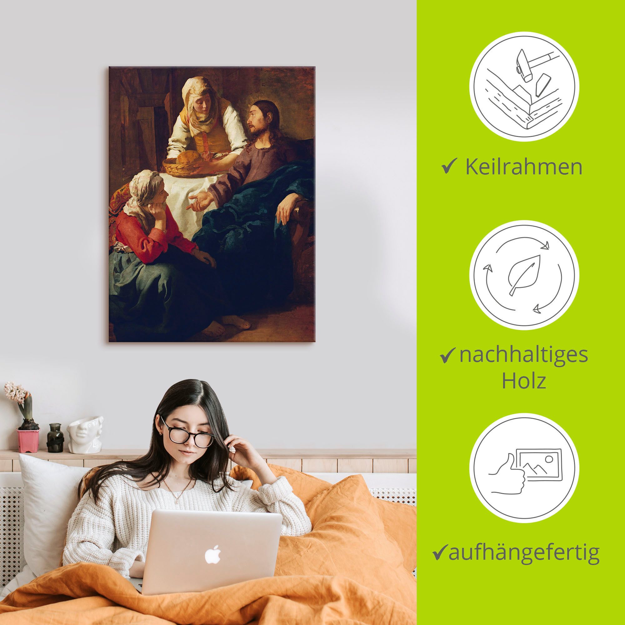 Artland Artprint op linnen Christus in het huis van Martha en Maria