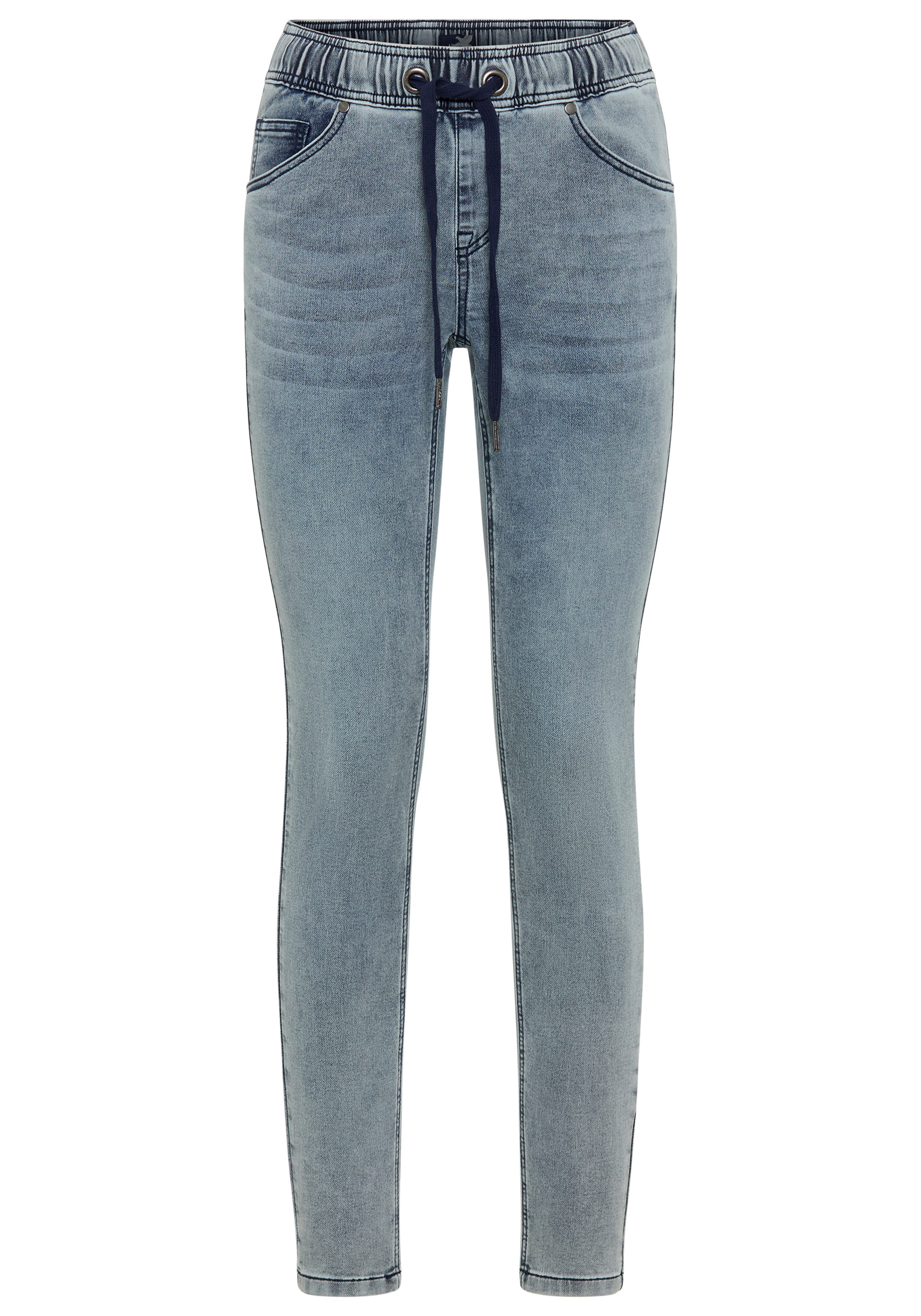 Arizona Stretch jeans wijdere pijp, normale taillehoogte, enkel-lang, met used-wassing
