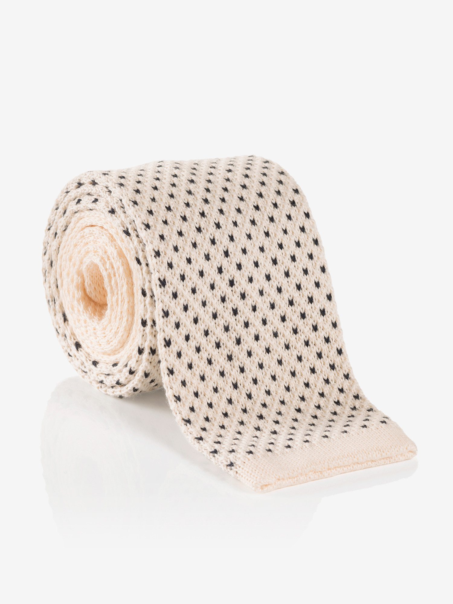 Cinque Stropdas met fijn houndstooth breipatroon (1 stuk) heren stropdassen beige