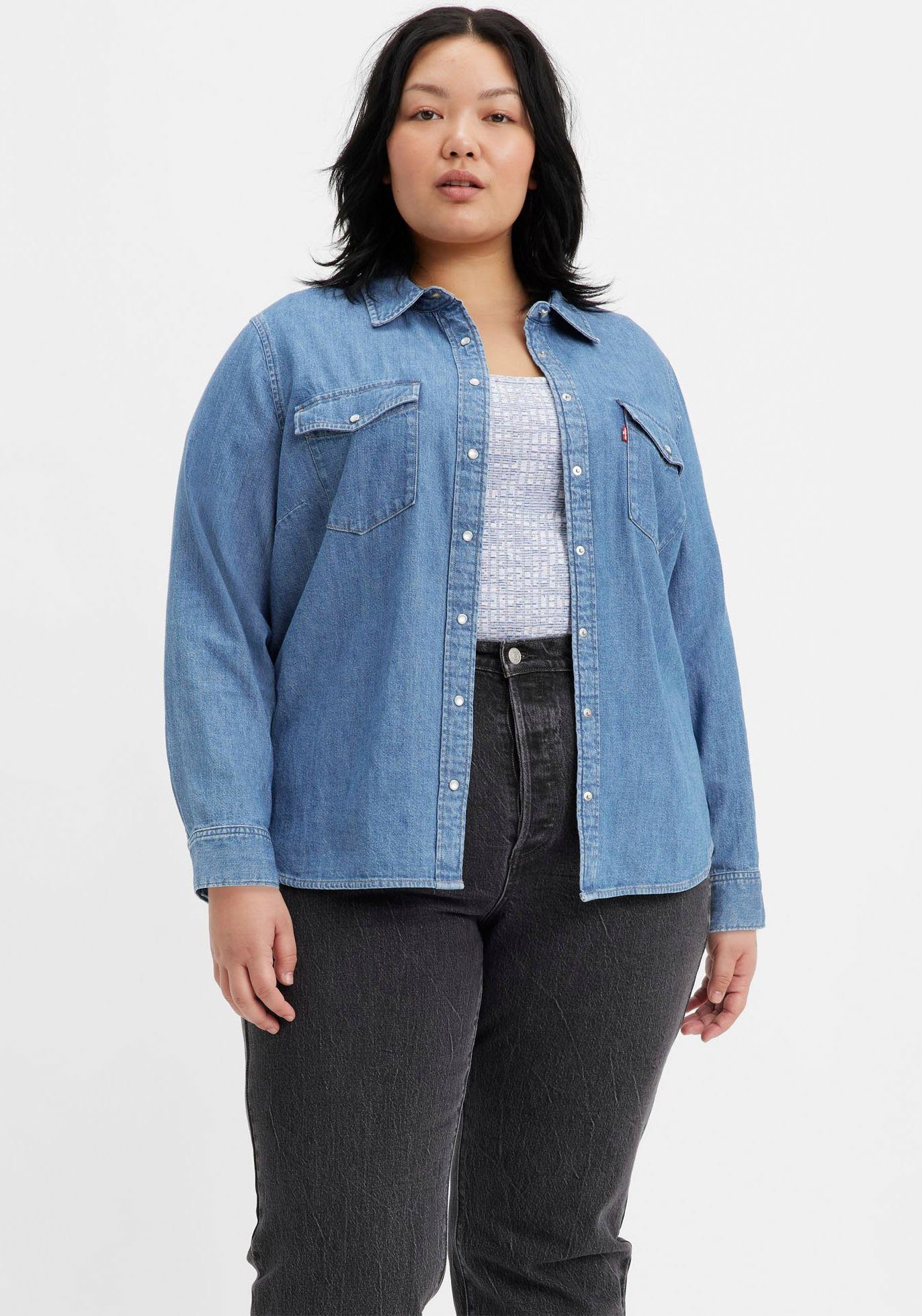 Levi's® Plus Jeans blouse ESSENTIAL WESTERN met twee borstzakken en drukknopen