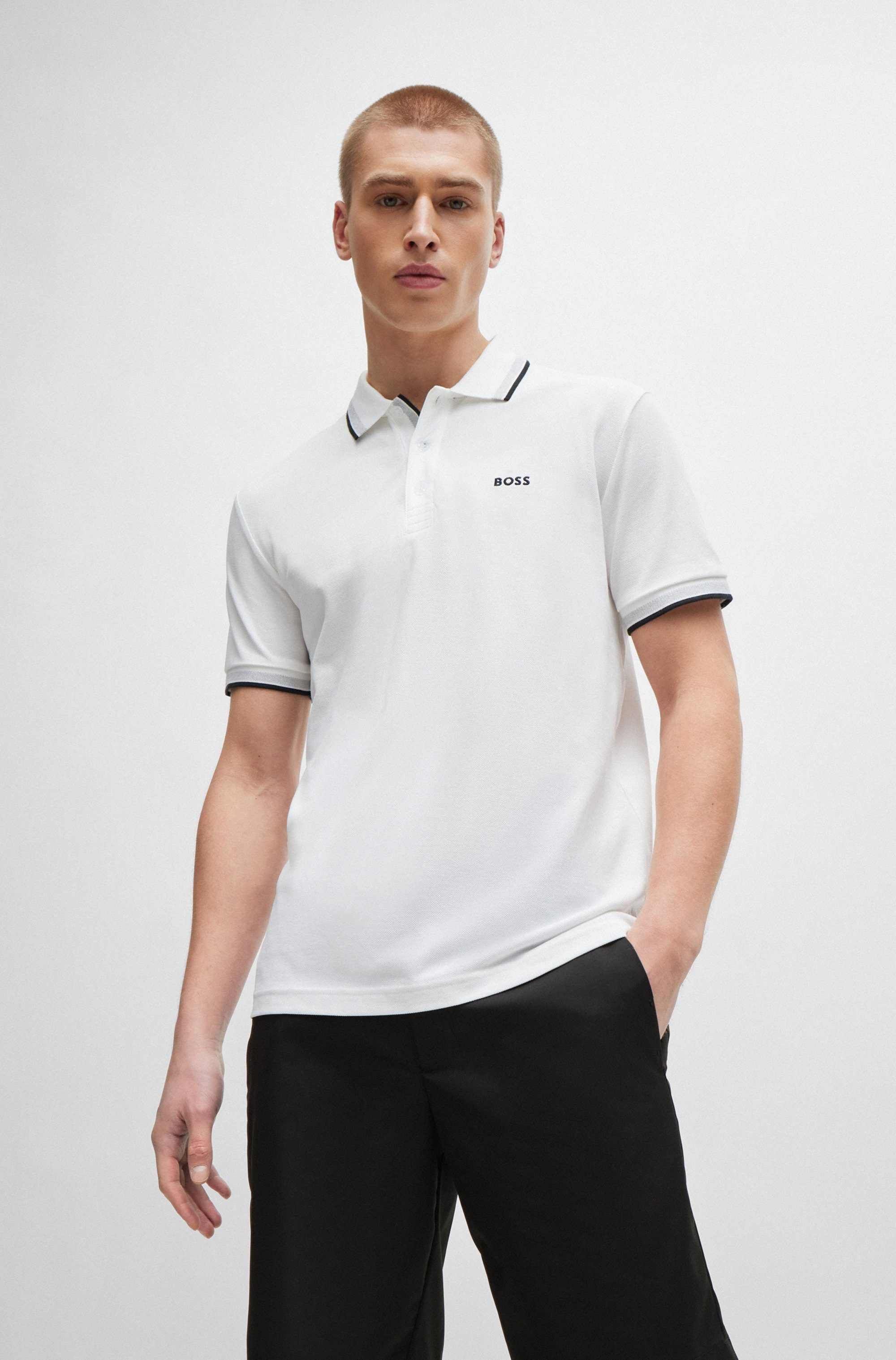 BOSS GREEN Poloshirt PADDY met contrasterende strepen aan de kraag