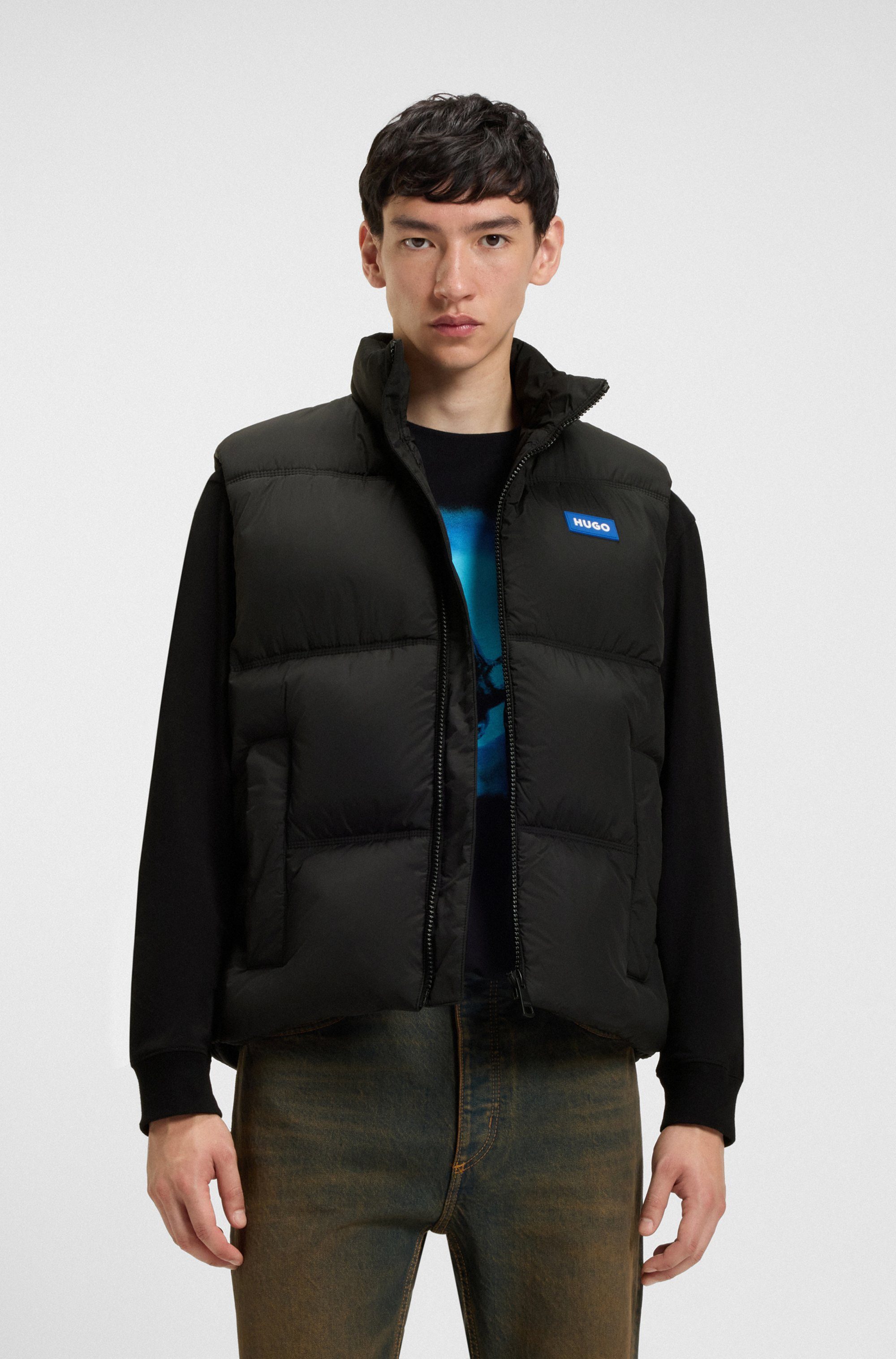 HUGO Blue Bodywarmer Bodolino Opstaande kraag, relaxed fit, gewatteerd