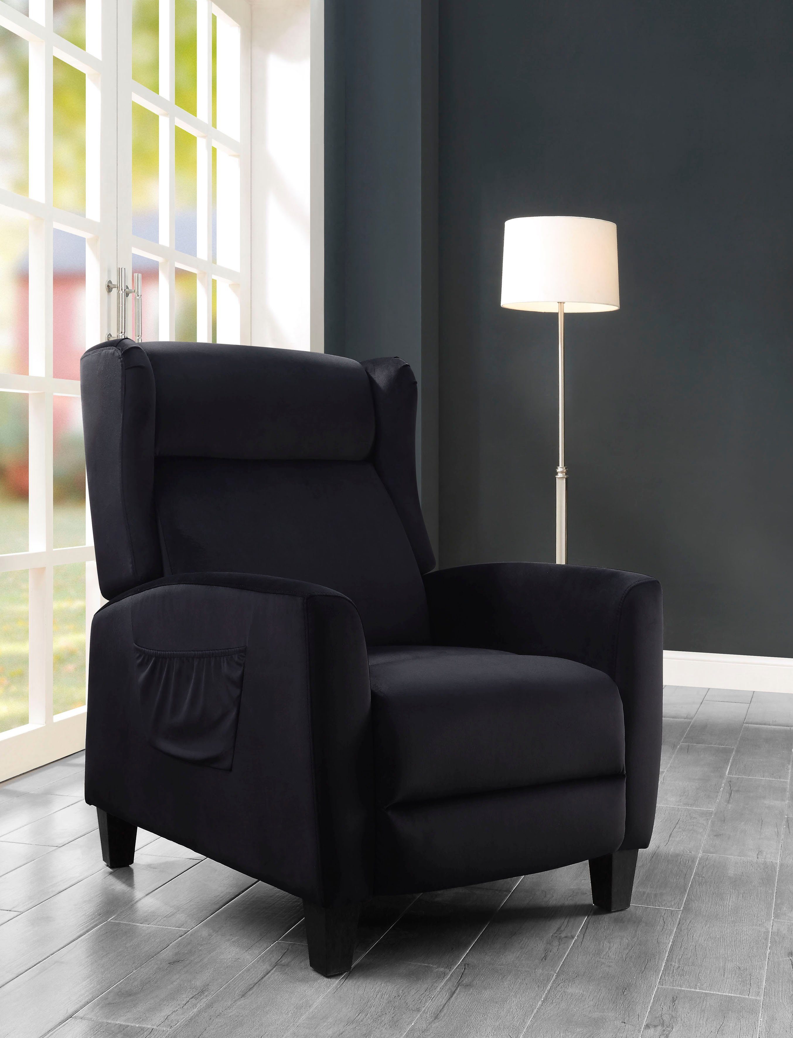 ATLANTIC home collection Relaxfauteuil Timo klassieke oorfauteuil met relaxfunctie en praktisch zijvak