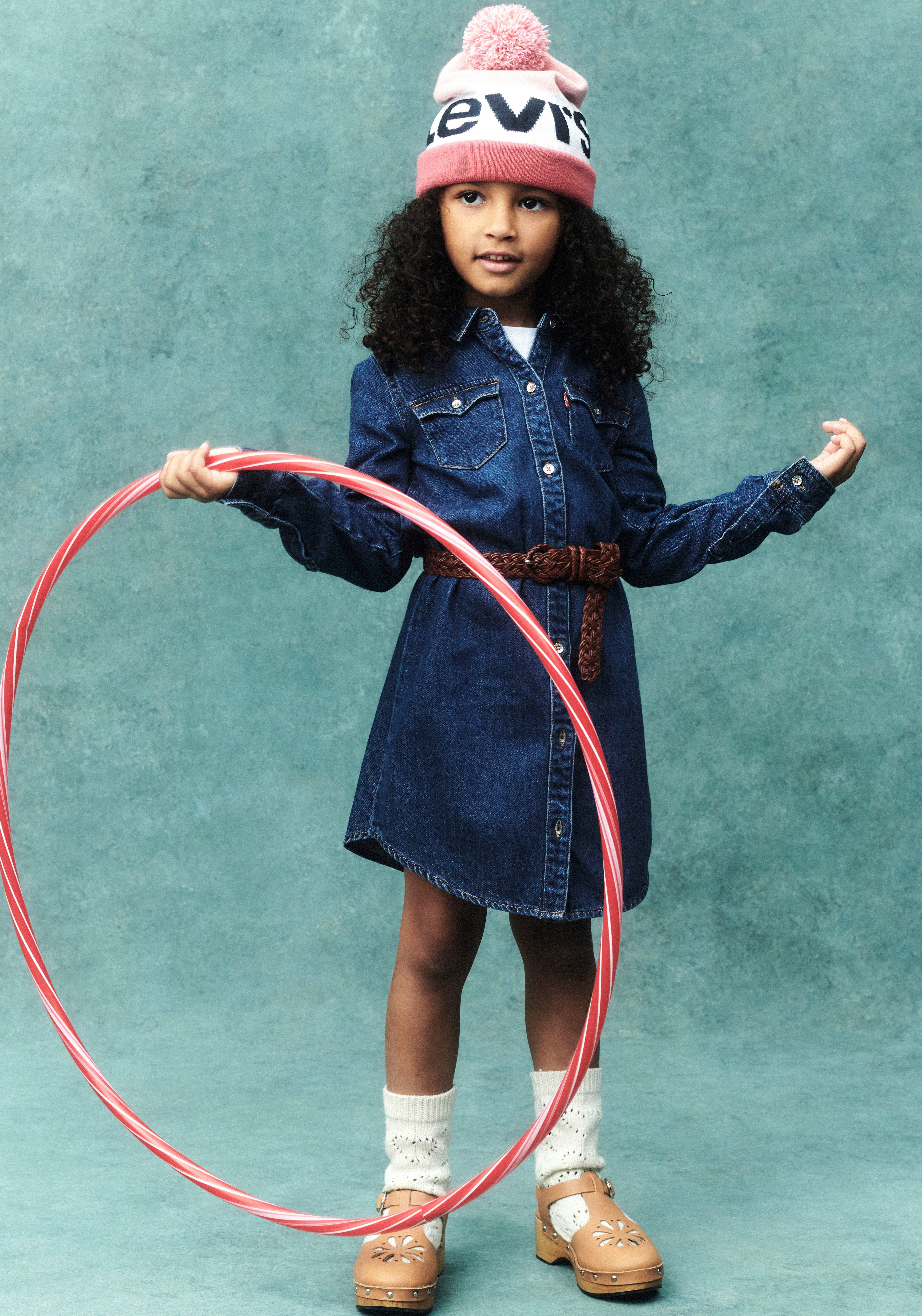 Levi's Kidswear Shirtjurk met strikband in de taille voor meisjes