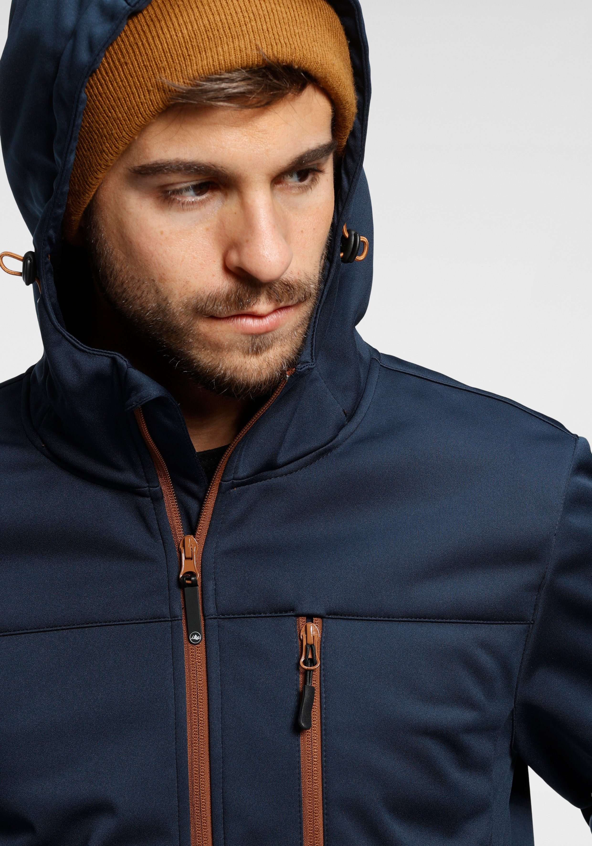Polarino Softshell-jack waterafstotend, winddicht, fleece-gevoerde capuchon, ademend
