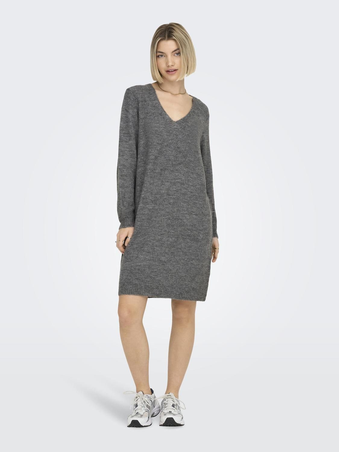 JDY Gebreide jurk JDYELANORA L/S V-NECK DRESS KNT NOOS