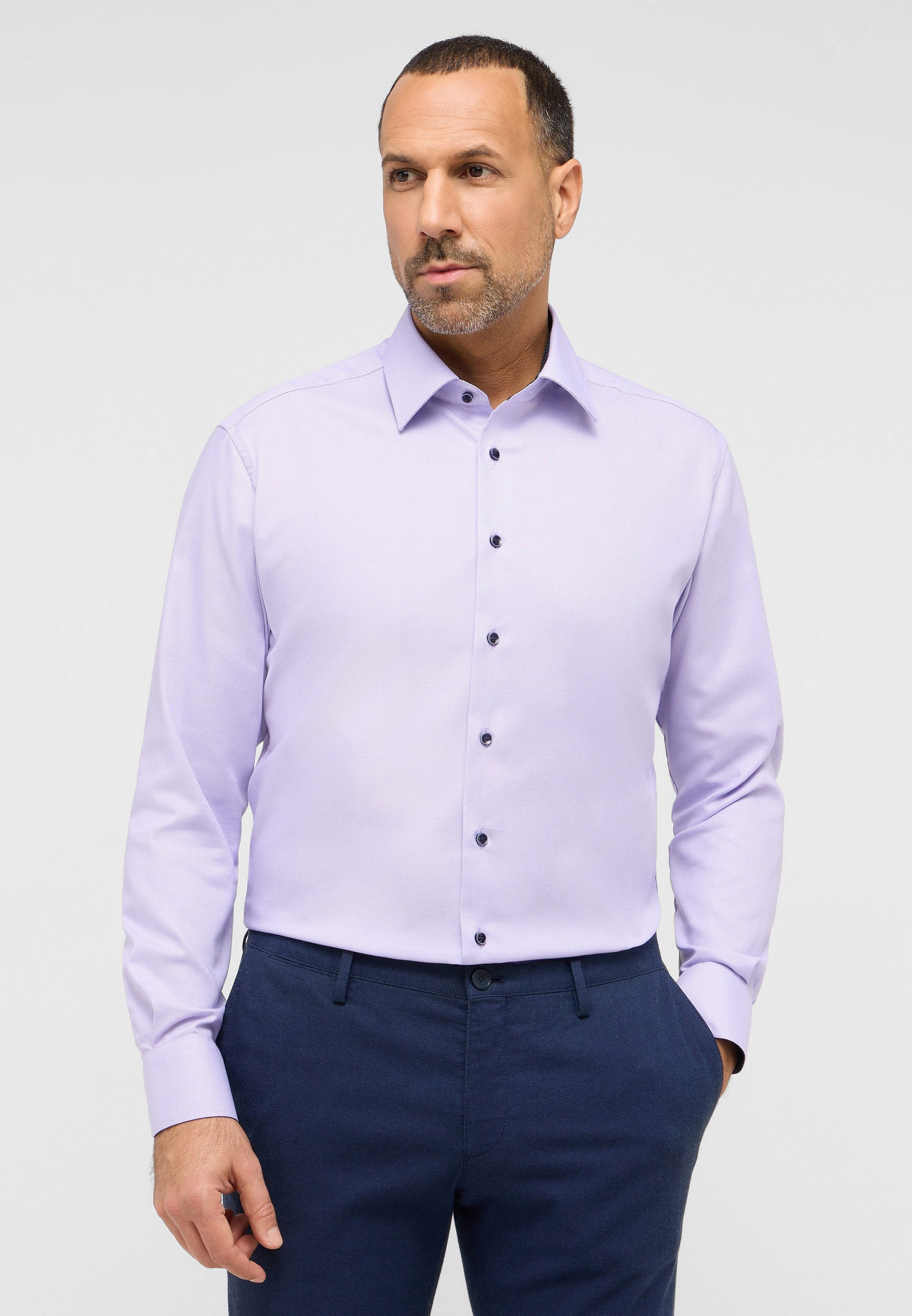 Eterna Overhemd met lange mouwen MODERN FIT NON IRON (strijkvrij) heren overhemden maat 44 paars