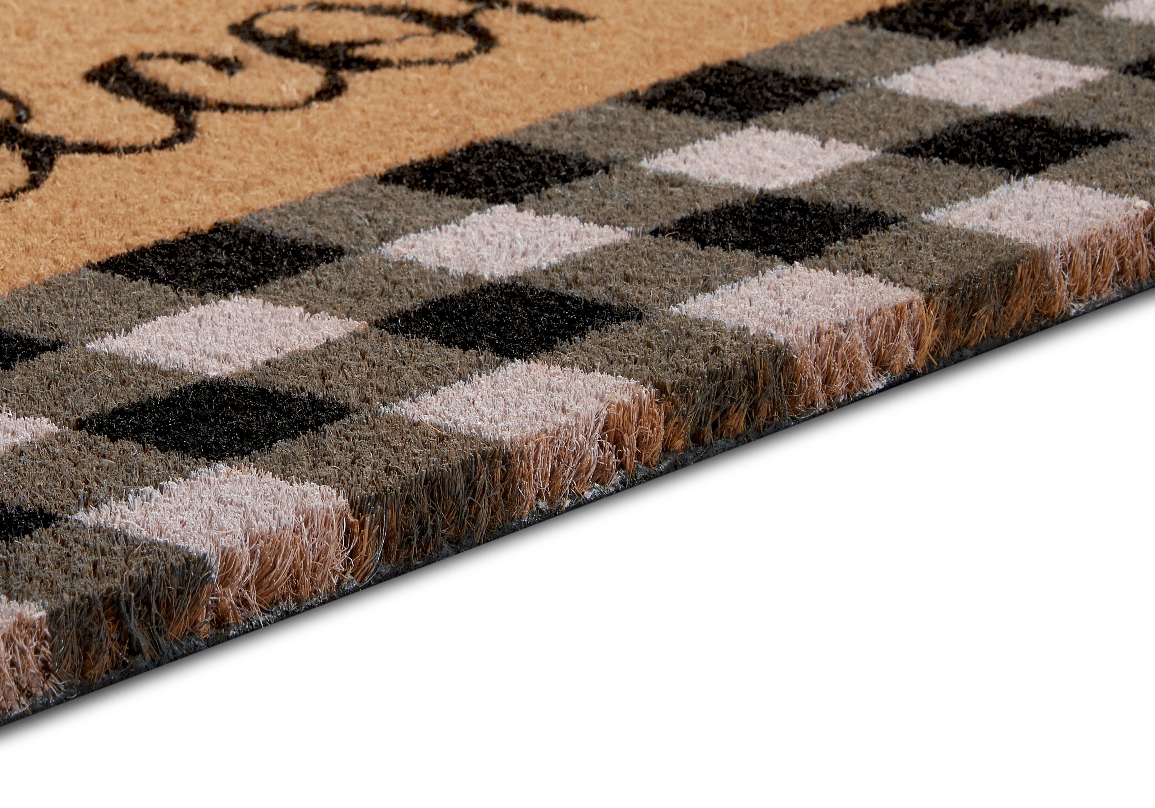 HANSE Home Mat Kokos Welcome Chessboard, deurmat Kokos, vuilopvangmat, outdoor, antislip, binnen, kokosmat, gang