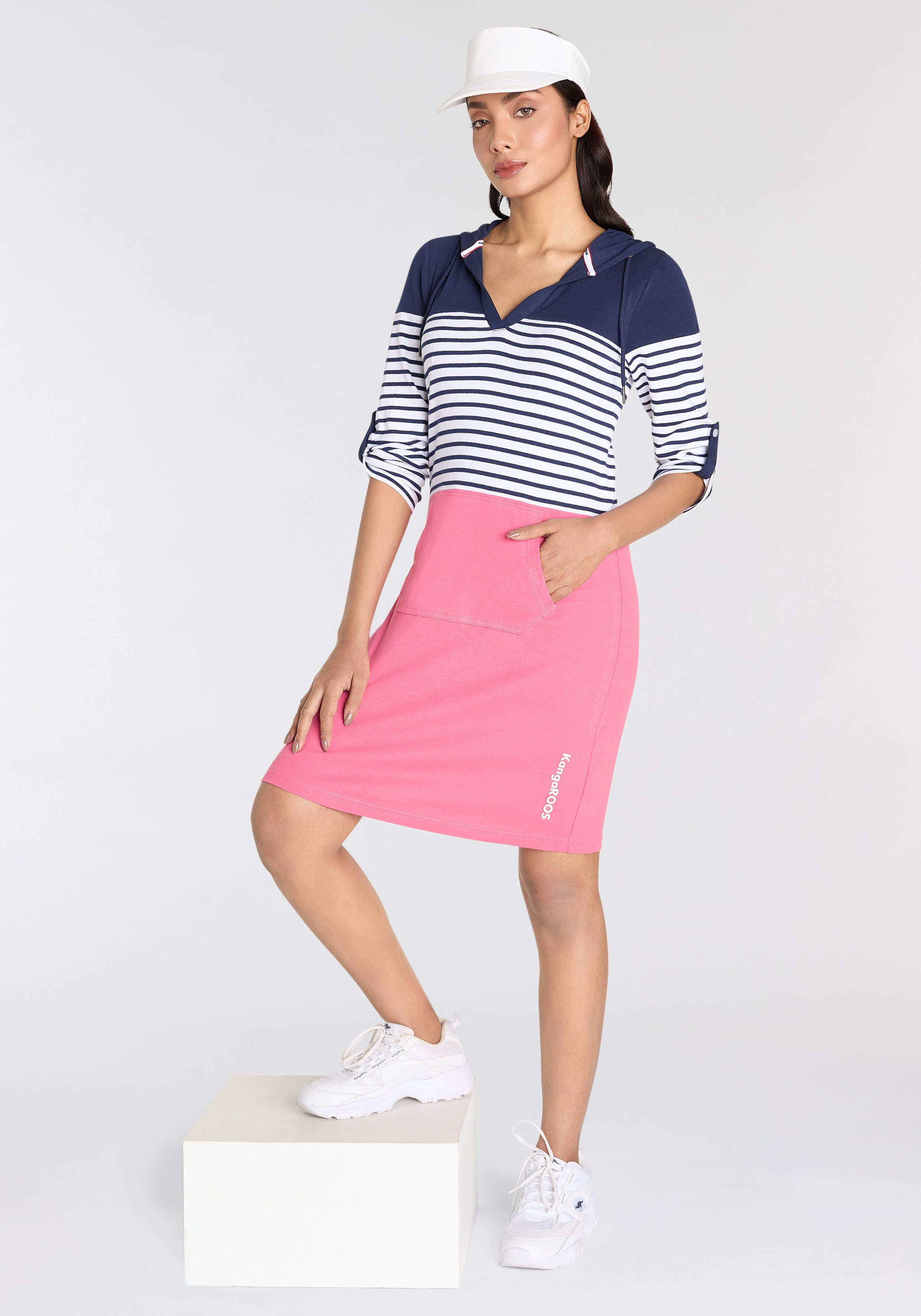 KangaROOS Jerseyjurk korte jurk casual look van ribbreiwerk