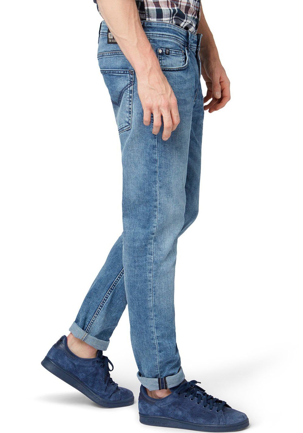 Tom Tailor Denim 5-pocket jeans PIERS met geruit patroon