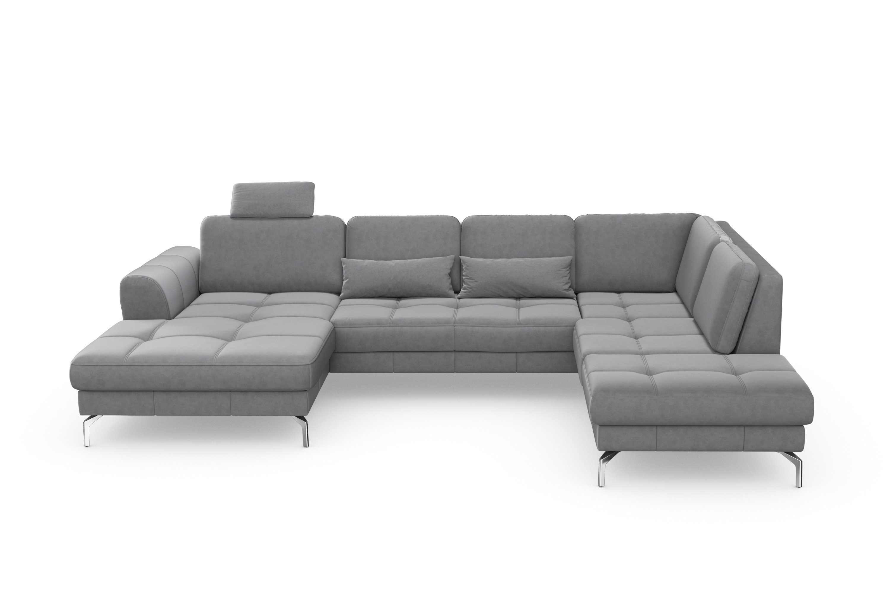 sit&more Zithoek Bendigo U-vorm inclusief zitdiepteverstelling, bodemvrijheid 15 cm, in 2 pootkleuren grijs, zithoeken, Ottomane rechts, Met