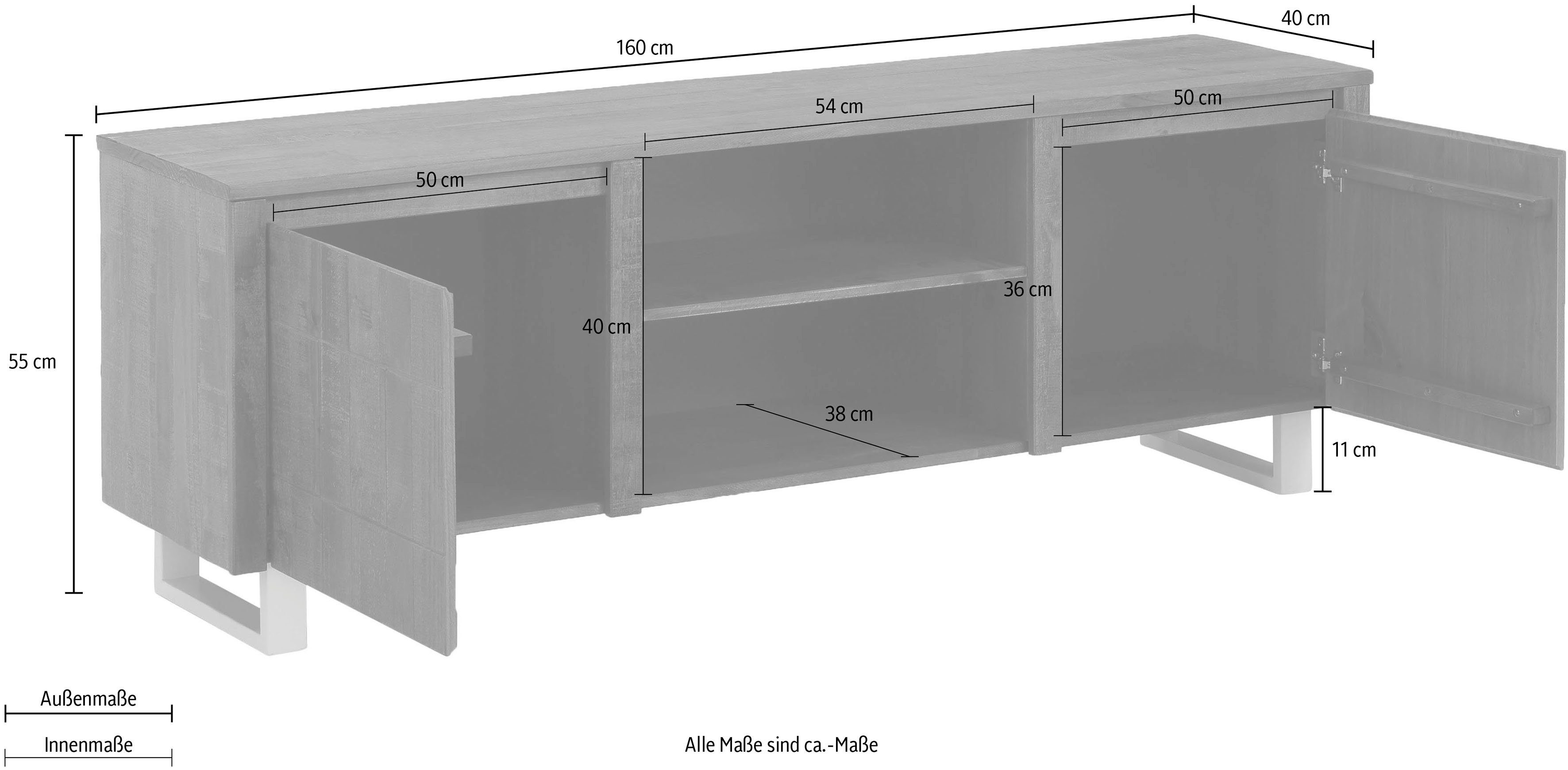 Home affaire Tv-meubel Lagos Commode van massief grenenhout, met wit gelakt onderstel