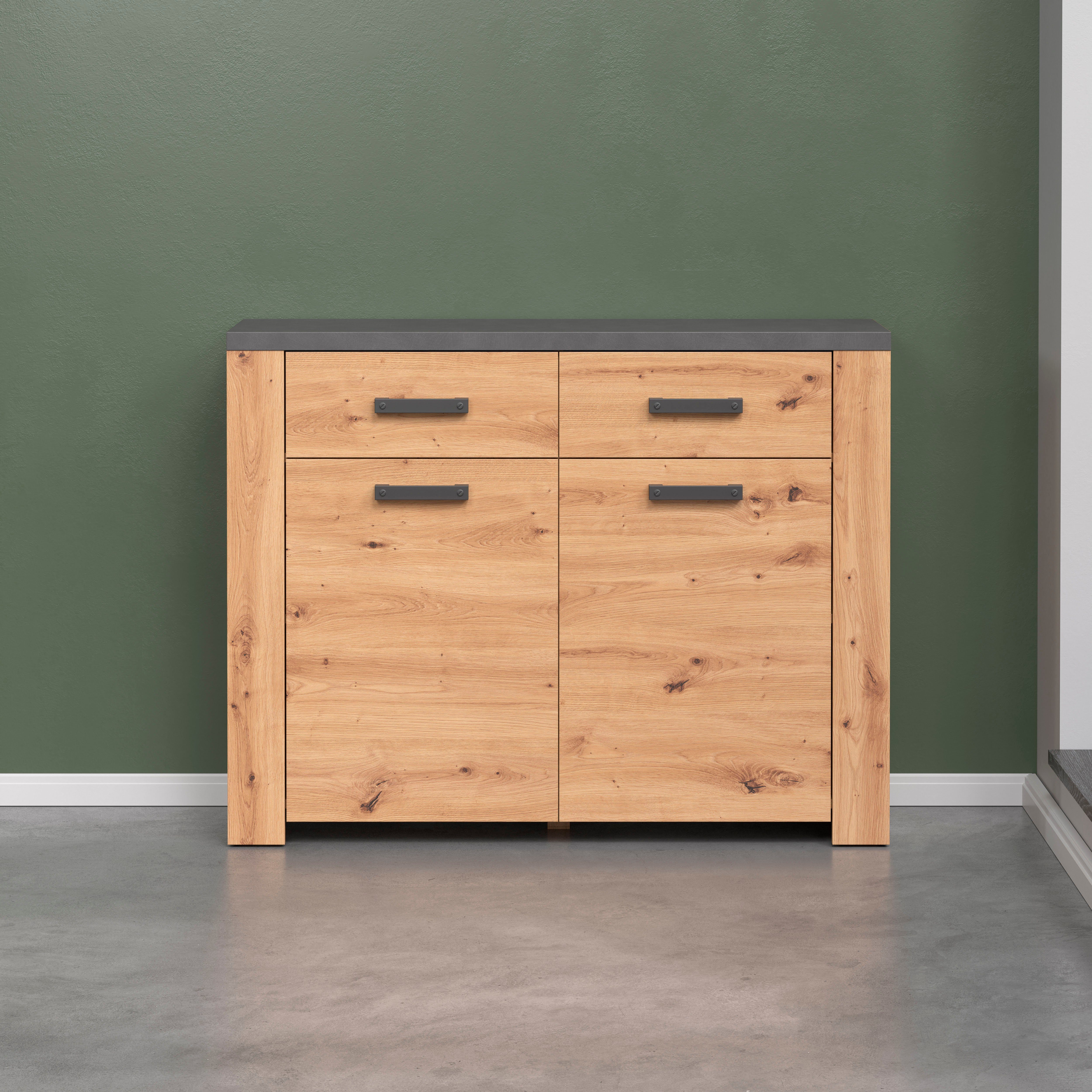 Home affaire Kast Ambres mat echt-hout-look, ca.-afm. bxh: 116x91 cm, lichtbruin, smal (1 stuk) dressoirs bruin