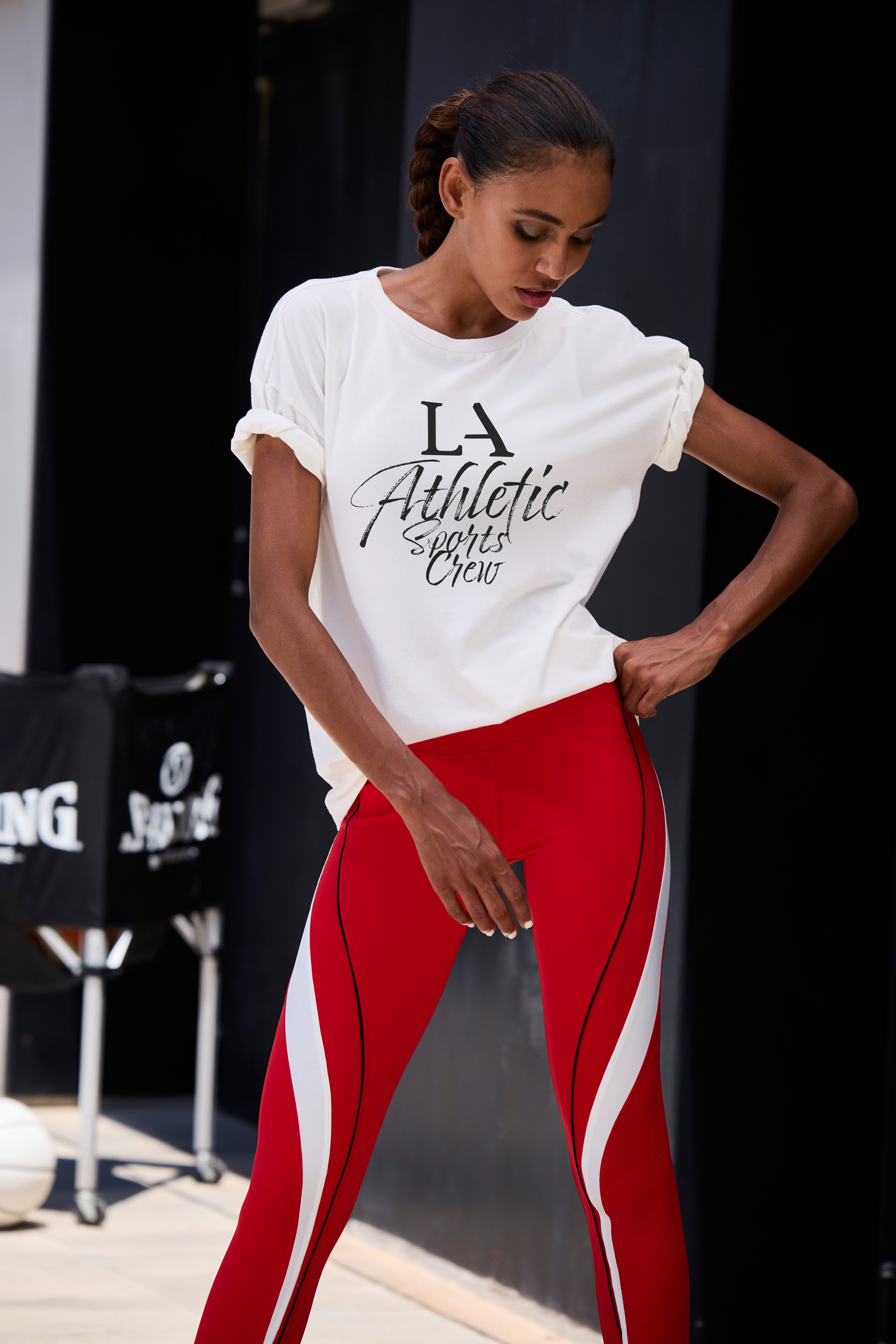 active by Lascana T-shirt in oversized snit met sportieve opdruk