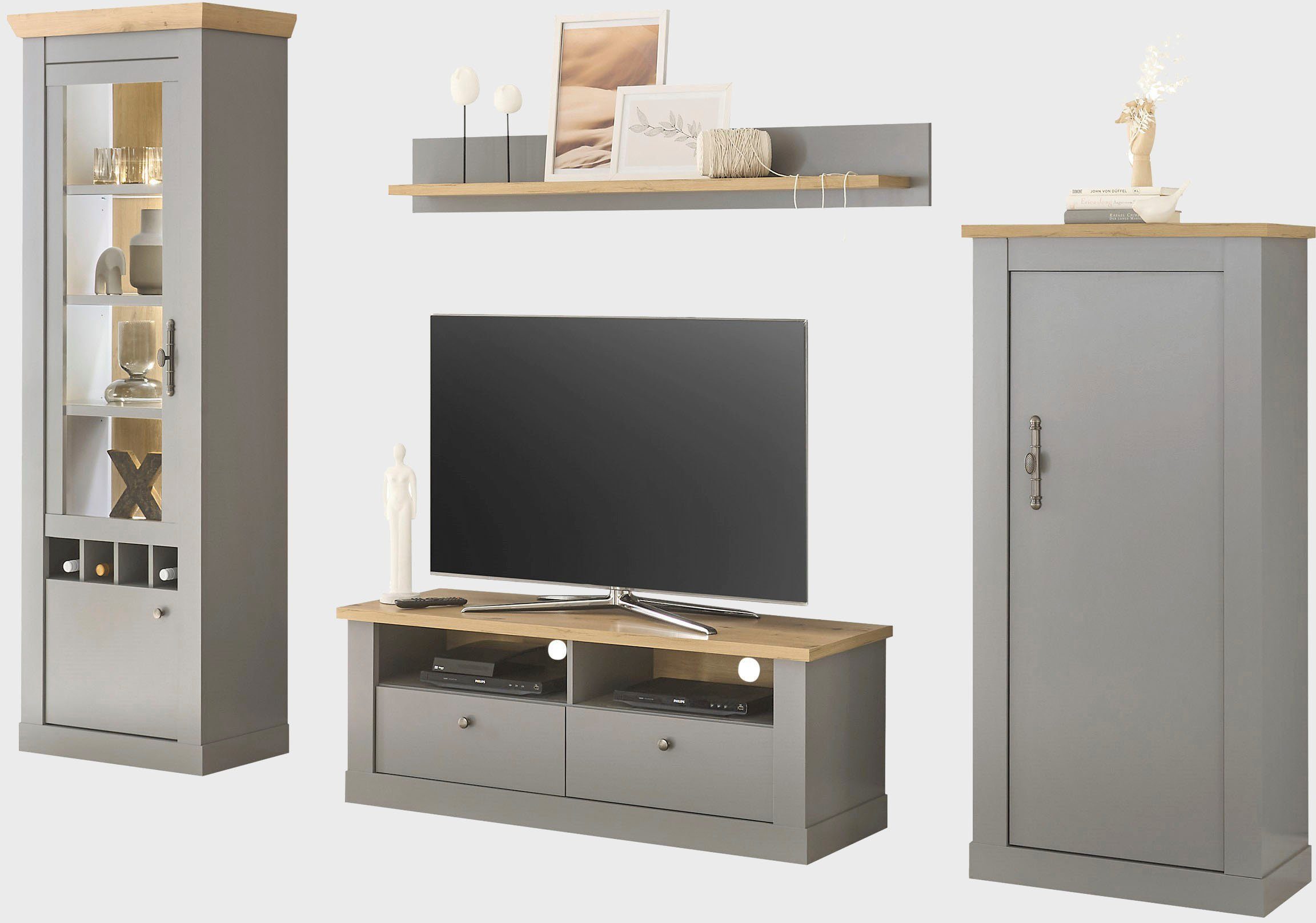 Home affaire Wandmeubel CHAMBORD (4-delig) tv-wandmeubels grijs