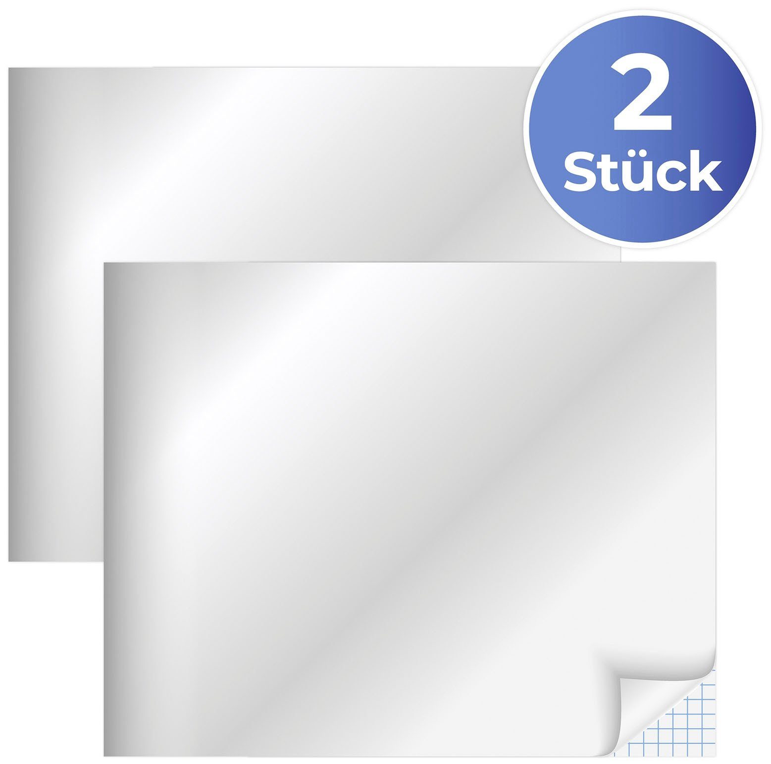 Maximex Decoratiefolie Spiegelfolie 50x58 cm, zelfklevend (set, 2 stuks) wonen zilver(kleur)