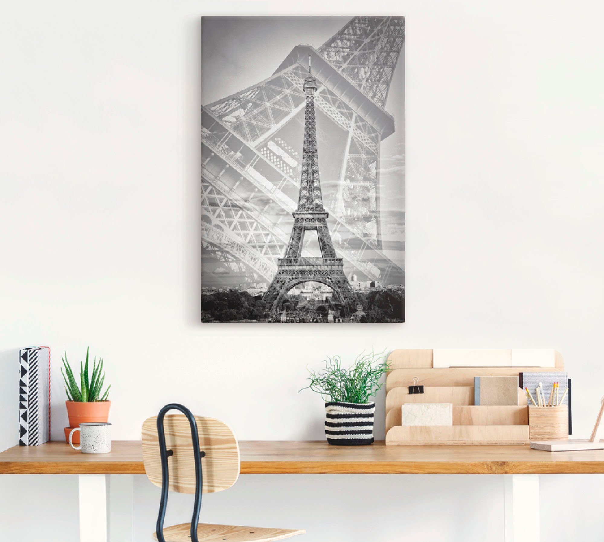 Artland Artprint De dubbele Eiffeltoren II als artprint van aluminium, artprint voor buiten, artprint op linnen in verschillende maten