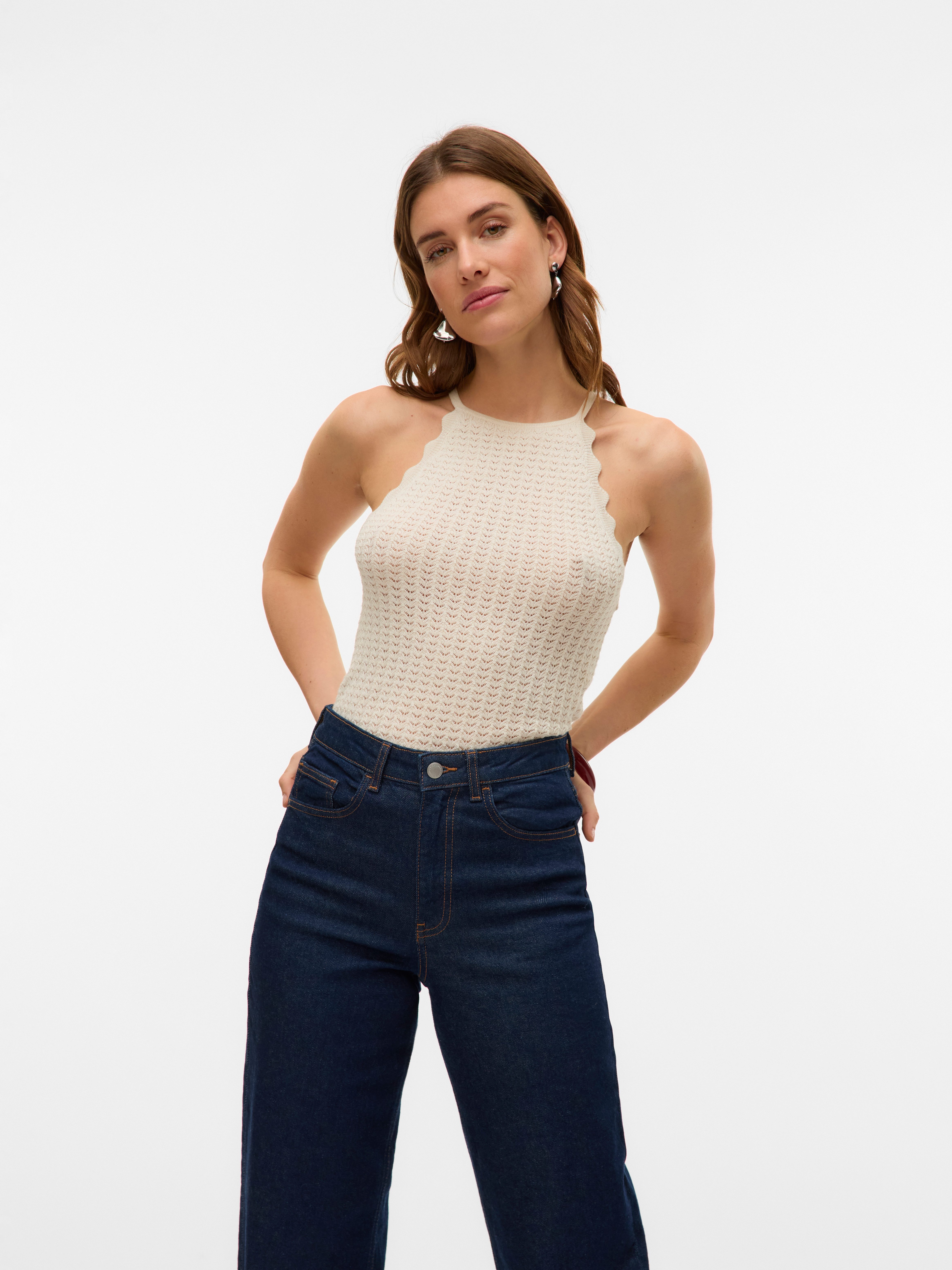 Vero Moda Gebreide top VMPANAMA SL KNIT TOP VMA NOOS